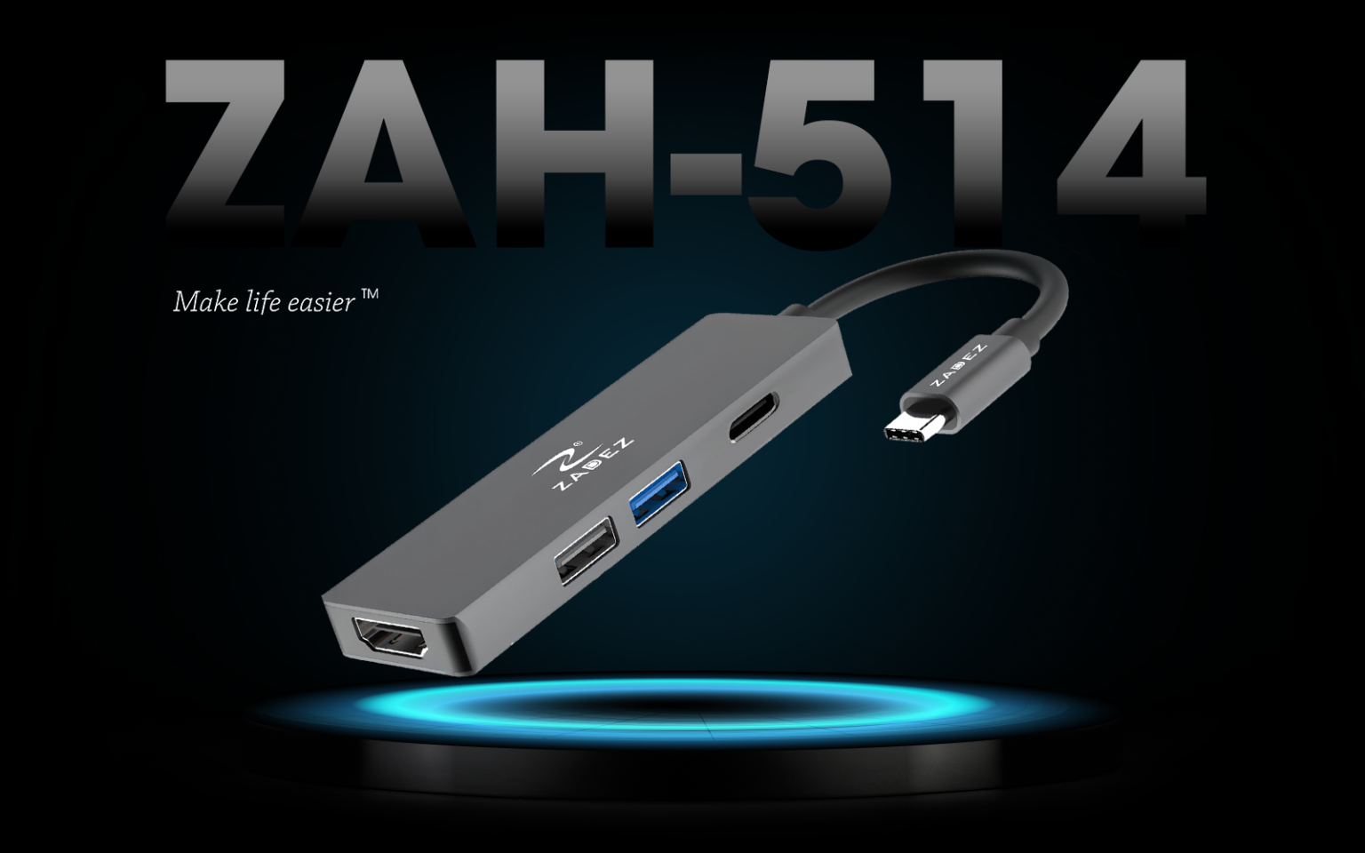 Thiết bị chia tín hiệu 4 trong 1 Zadez ZAH-514 (TypeC To HDMI 4K, PD ...