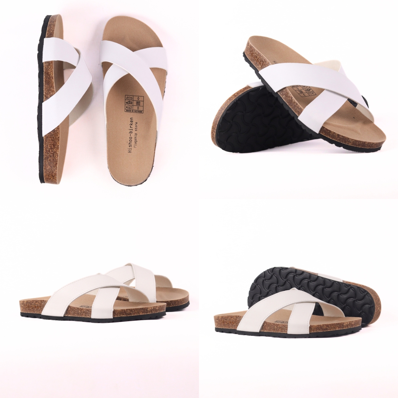 Mô tả Dép đế trấu 2 quai chéo Birken Da Tổng Hợp Nam Nữ Chính Hãng Công Sở Văn Phòng Đi Chơi Hishoo VNXK S096 - 4