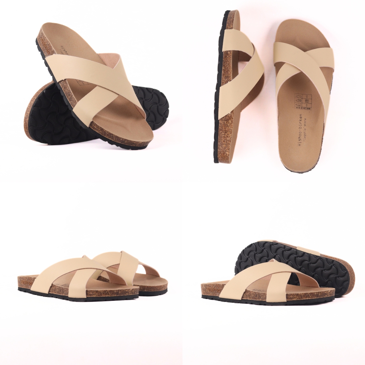 Mô tả Dép đế trấu 2 quai chéo Birken Da Tổng Hợp Nam Nữ Chính Hãng Công Sở Văn Phòng Đi Chơi Hishoo VNXK S096 - 5
