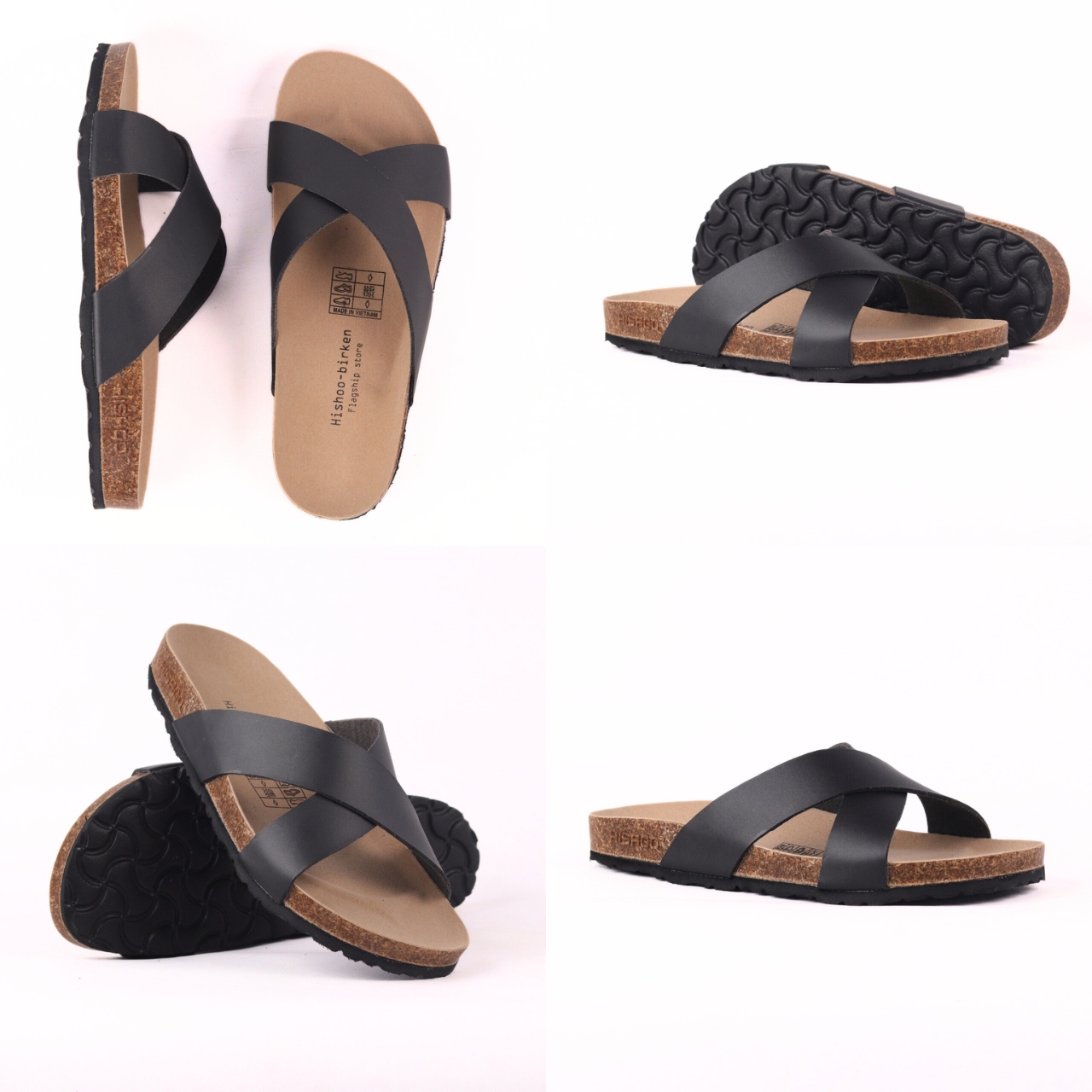 Mô tả Dép đế trấu 2 quai chéo Birken Da Tổng Hợp Nam Nữ Chính Hãng Công Sở Văn Phòng Đi Chơi Hishoo VNXK S096 - 6