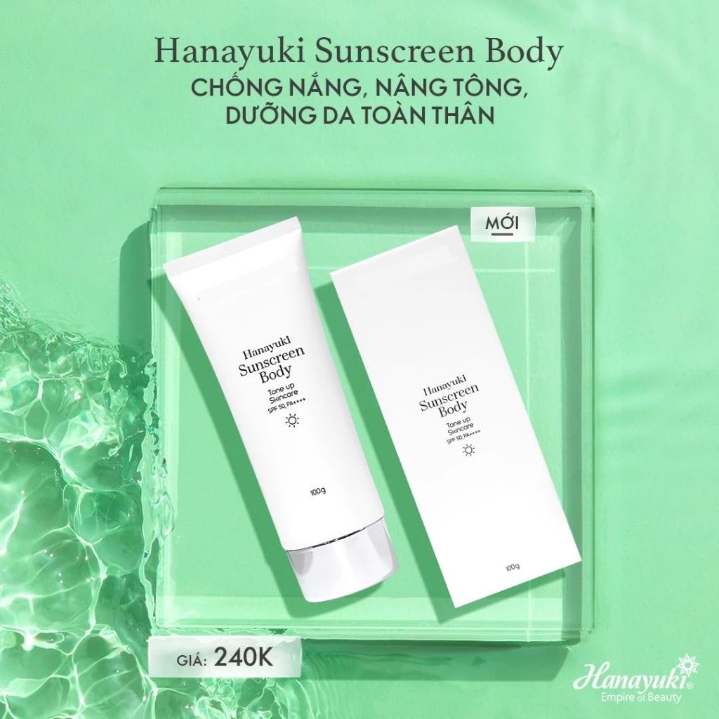 Mô tả Kem Chống Nắng Hanayuki Sunscreen Body Nâng Tông Dưỡng Trắng SPF 50+/PA++++, Chống Nắng Hanayuki Chính Hãng 100g CN03 - 1