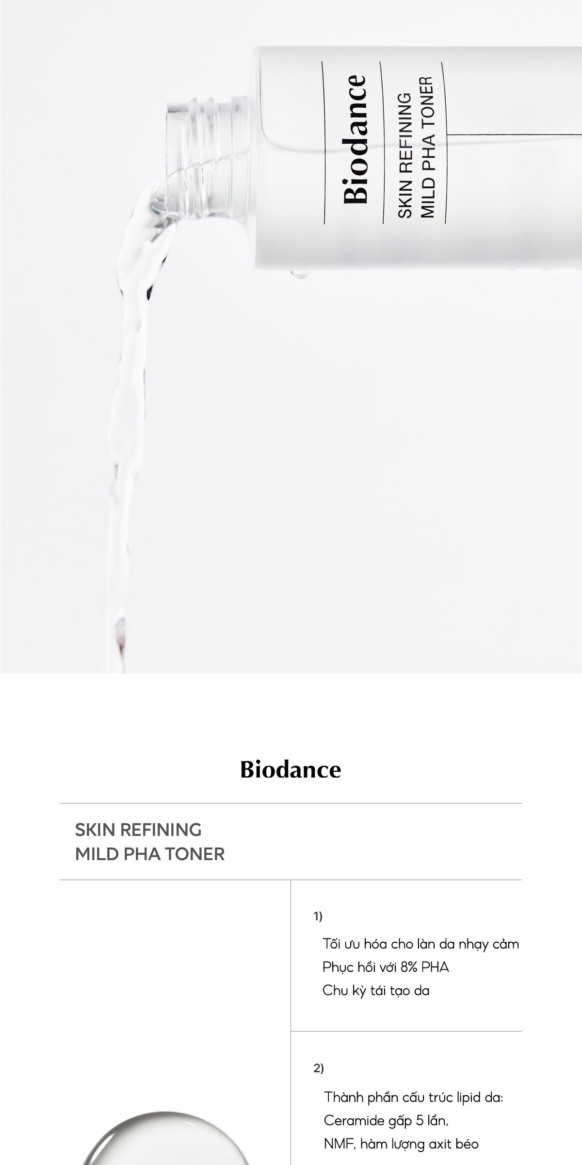 Mô tả BIODANCE Nước Hoa Hồng PHA 8% Làm Sạch Tẩy Tế Bào Chết Dịu Nhẹ Cho Da Skin Refining Mild PHA Toner 150ml - 3