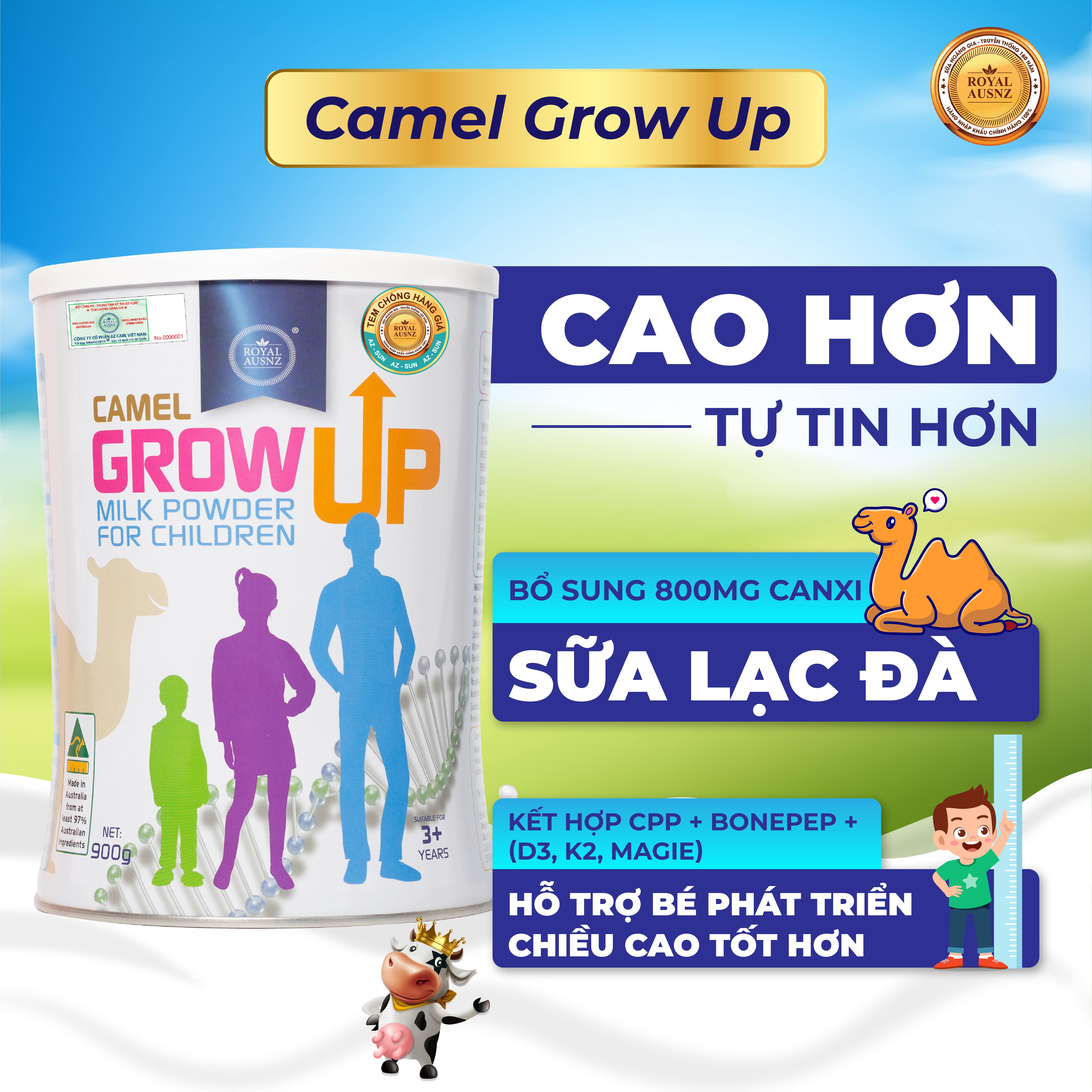 Mô tả Combo 2 Hộp Sữa Lạc Đà Camel Grow Up Milk Powder ROYAL AUSNZ Hỗ Trợ Tăng Chiều Cao Cho Bé Từ 3 Tuổi 900g/hộp - 3