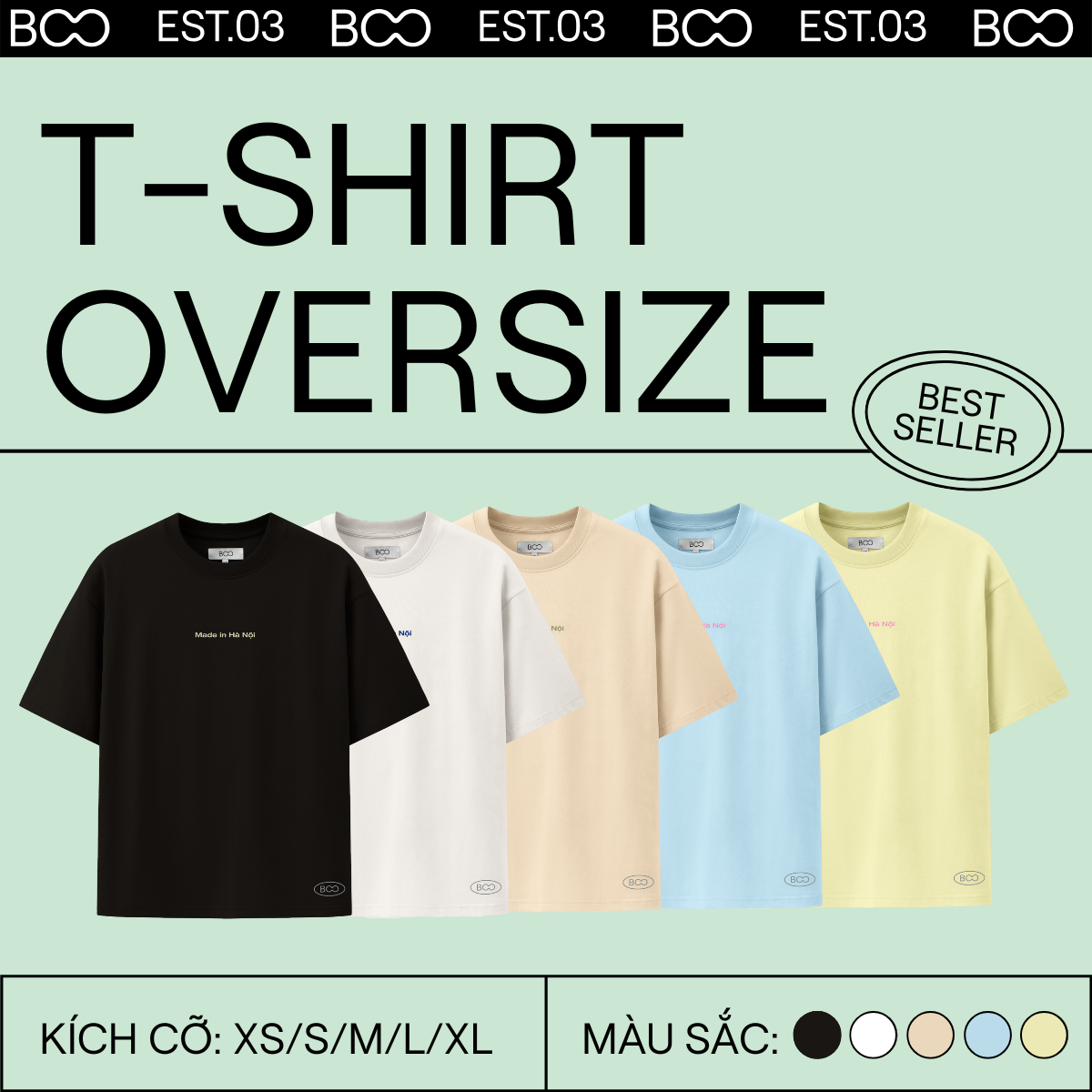 Mô tả Áo Thun BOO Unisex Dáng Oversized In Logo Made In Hanoi chất liệu thoáng mát - 1
