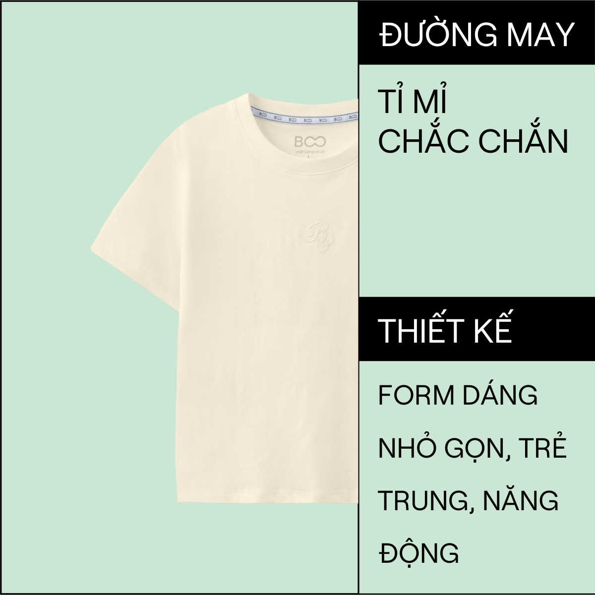 Mô tả Áo Thun BOO Form Babytee Ngắn Chất Liệu Cotton 100% Thêu Logo BOO - 2