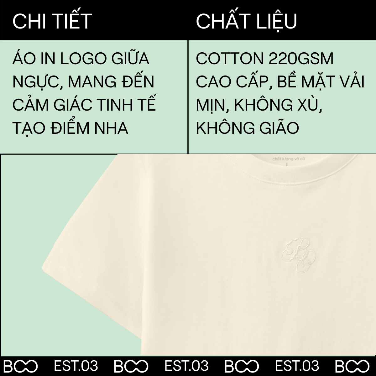 Mô tả Áo Thun BOO Form Babytee Ngắn Chất Liệu Cotton 100% Thêu Logo BOO - 3