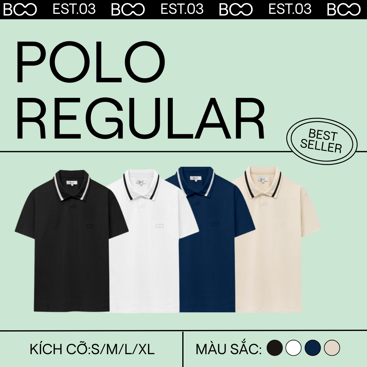 Mô tả Áo Polo BOO Unisex Dáng Regular Thêu Logo Essential Ngắn Tay Có Cổ Chất Liệu thoáng mát - 1