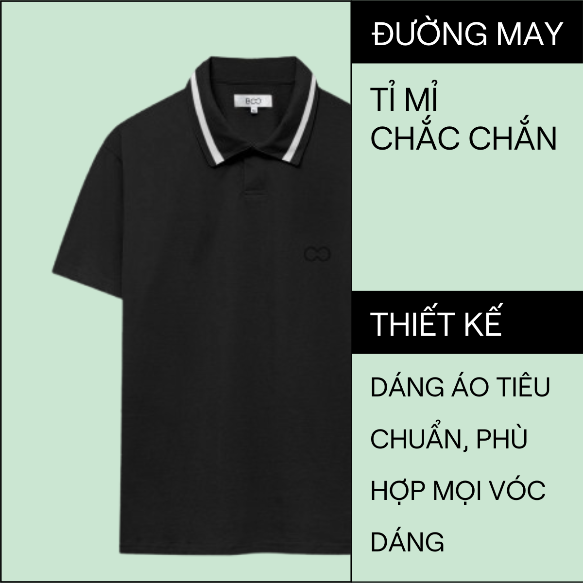 Mô tả Áo Polo BOO Unisex Dáng Regular Thêu Logo Essential Ngắn Tay Có Cổ Chất Liệu thoáng mát - 2