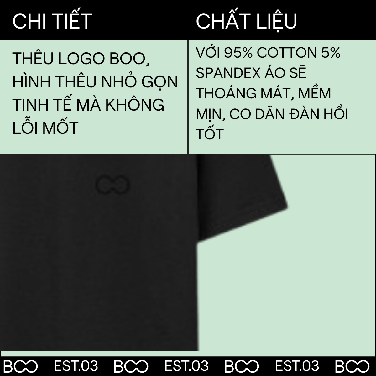 Mô tả Áo Polo BOO Unisex Dáng Regular Thêu Logo Essential Ngắn Tay Có Cổ Chất Liệu thoáng mát - 3