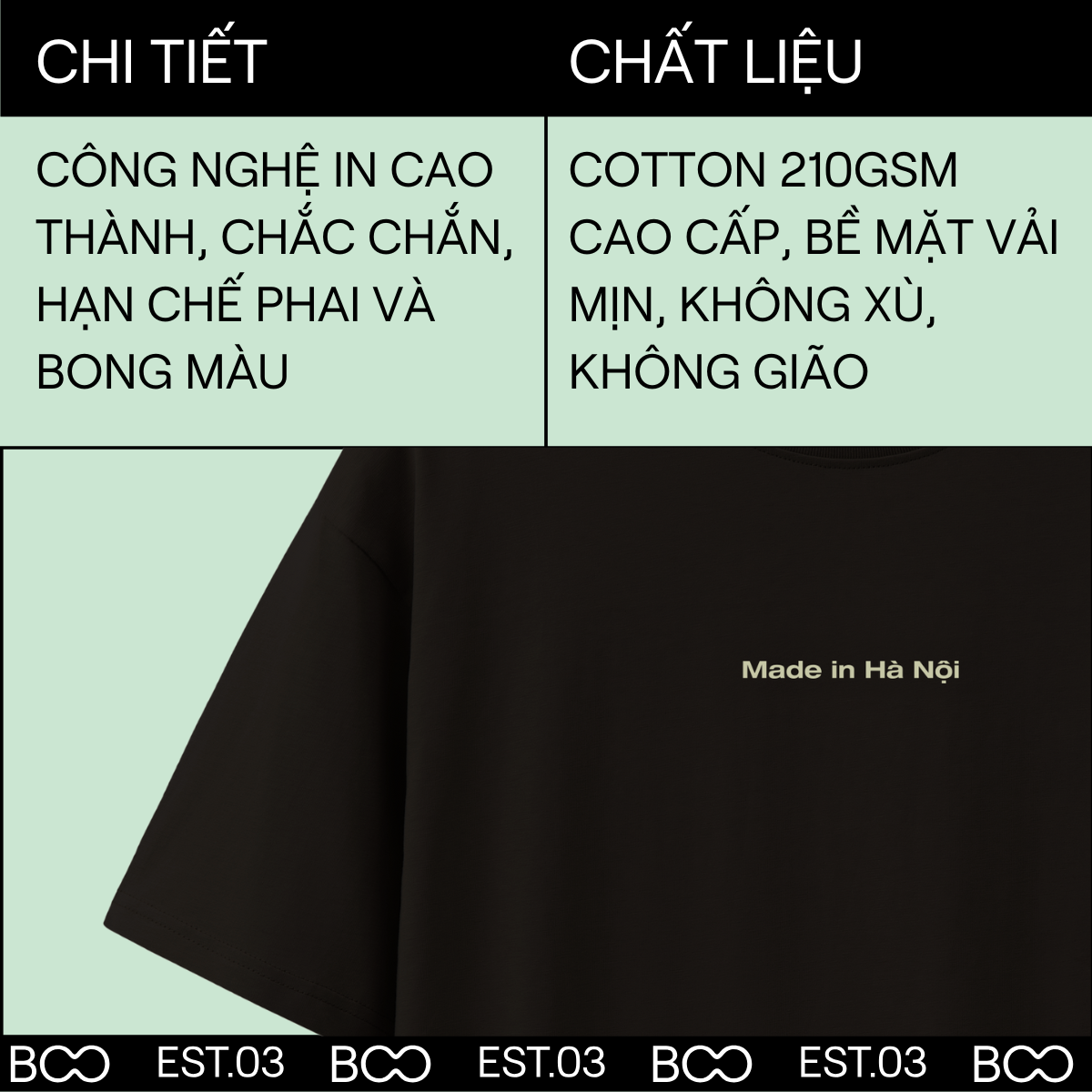 Mô tả Áo Thun BOO Unisex Dáng Oversized In Logo Made In Hanoi chất liệu thoáng mát - 3