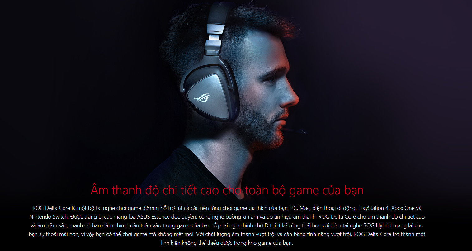 Mô tả Tai nghe ASUS ROG DELTA CORE 3.5mm ĐEN-XÁM 90YH00Z1-B1UA00 BẢO HÀNH CHÍNH HÃNG - 1