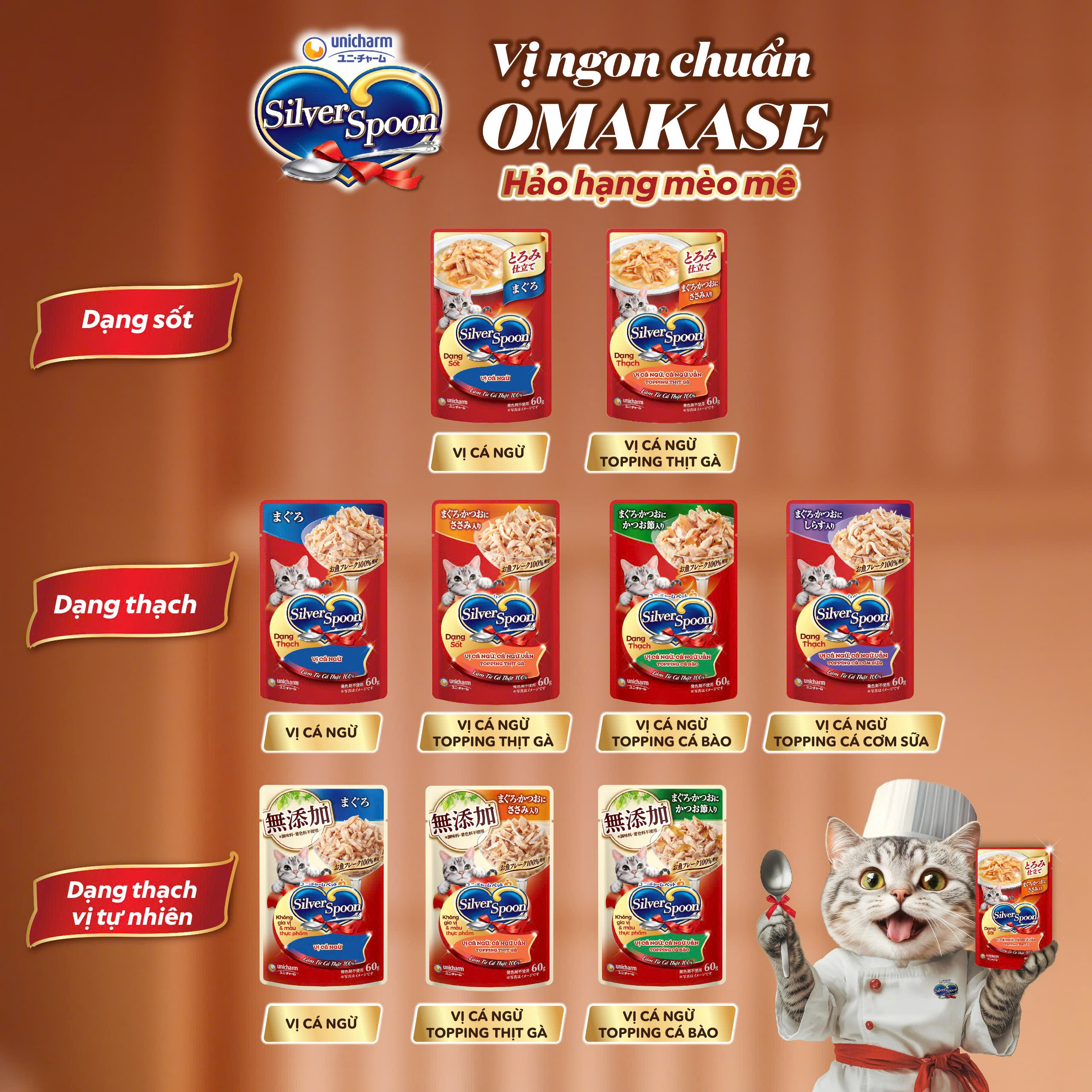 Mô tả Thức ăn ướt cho mèo Silver Spoon dạng sốt/dạng thạch 60g/gói - 4