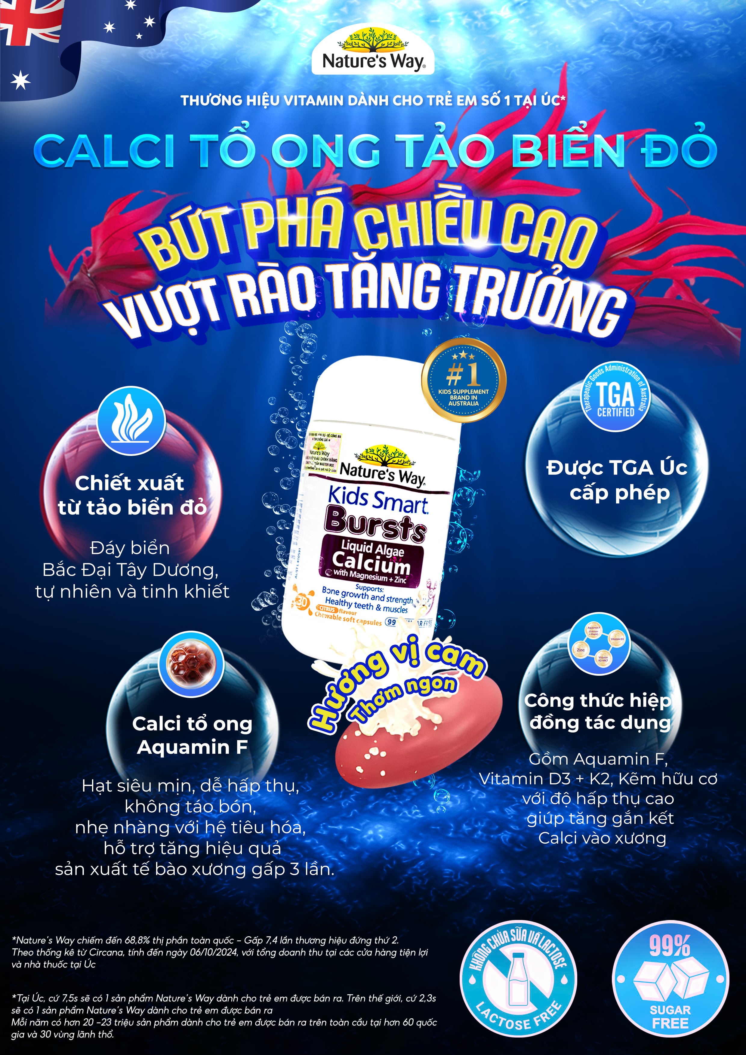 Mô tả Viên Nhai Nature's Way - Calci Tổ Ong Tảo Biển Đỏ Aquamin F Bổ Sung Vitamin D3K2, Hỗ Trợ Phát Triển Xương 30 Viên - 1