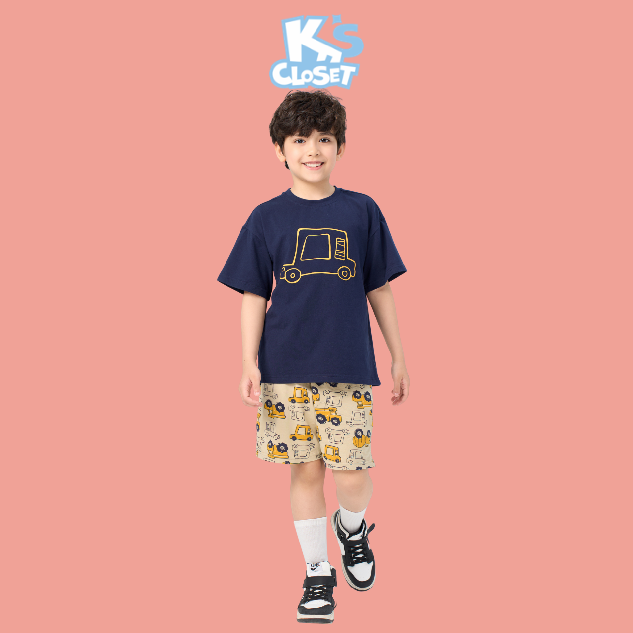 Mô tả Bộ Quần Áo Cộc Tay K'S CLOSET Chất Liệu Cotton, Hoạ Tiết Đáng Yêu Cho Bé Trai Từ 10-55kg (2-14 tuổi) E021FOS, KT011FIS - 1