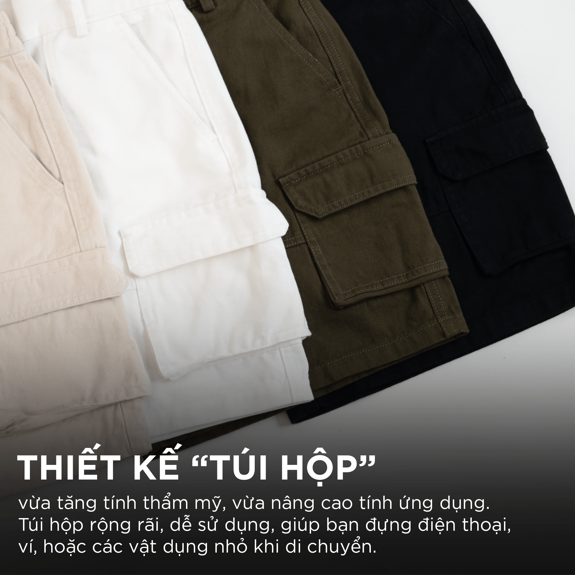 Mô tả Quần short nam kaki TÚI HỘP phom rộng trên gối CAPMAN CLUB, trẻ trung thoải mái - 5