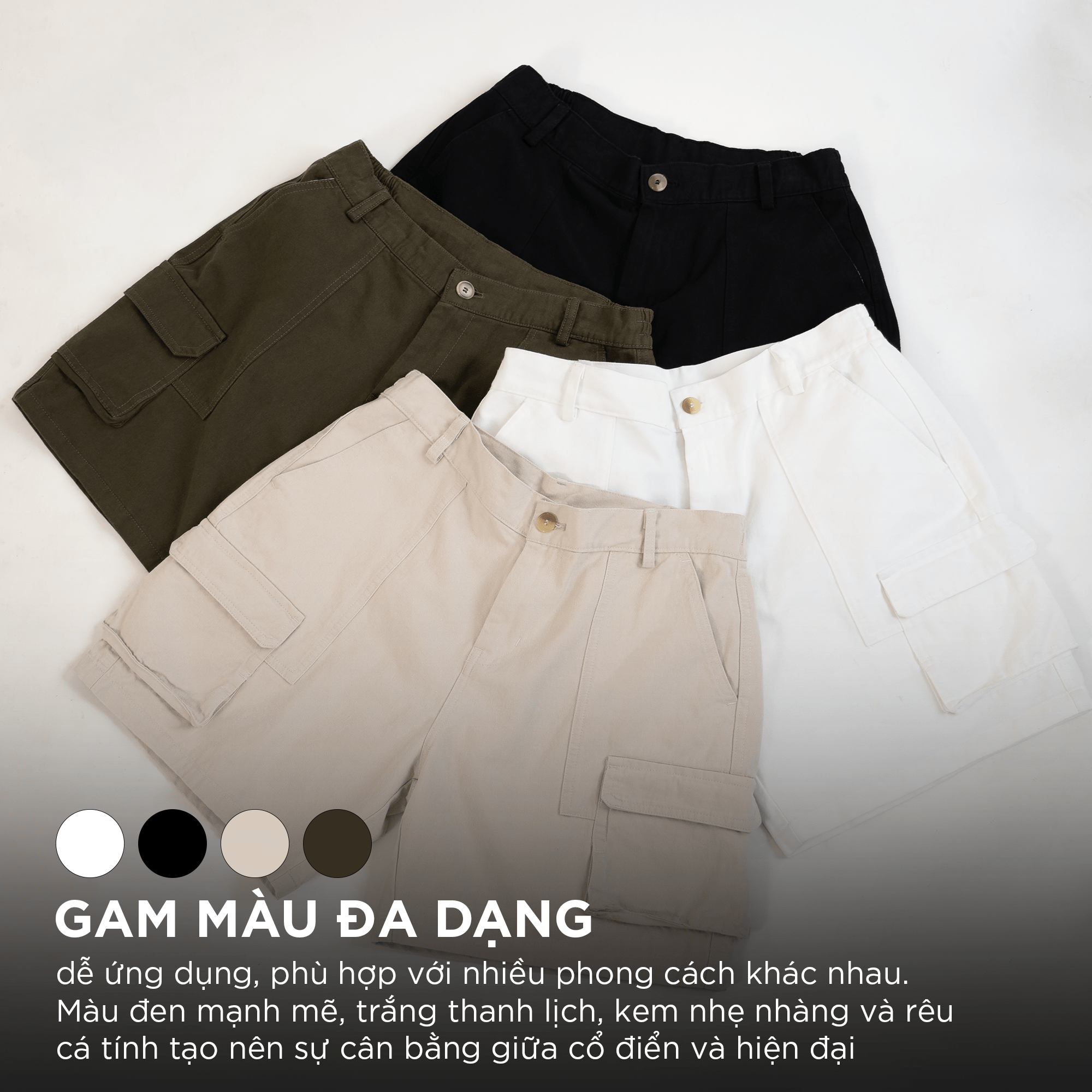 Mô tả Quần short nam kaki TÚI HỘP phom rộng trên gối CAPMAN CLUB, trẻ trung thoải mái - 6