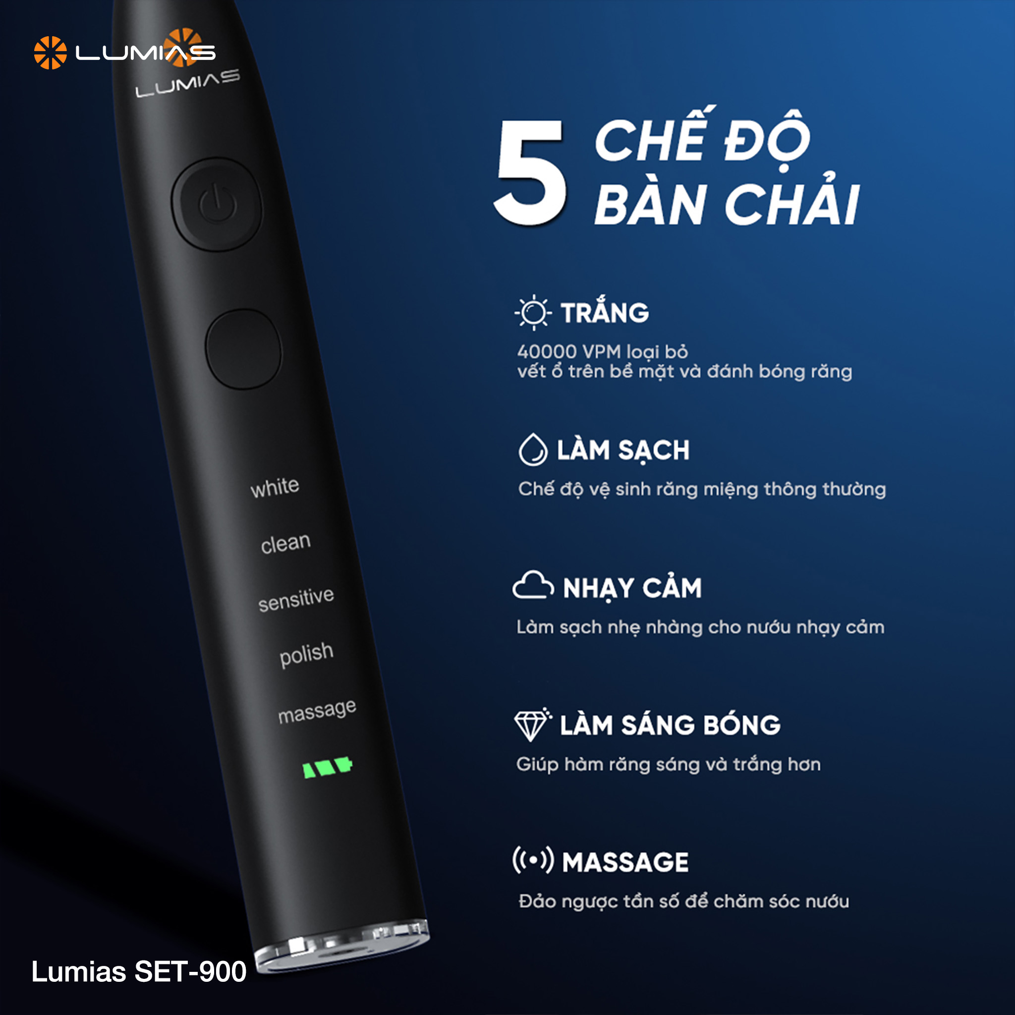 Mô tả Bàn chải đánh răng Lumias SET-900B/SET-900W/SET-900P - 2