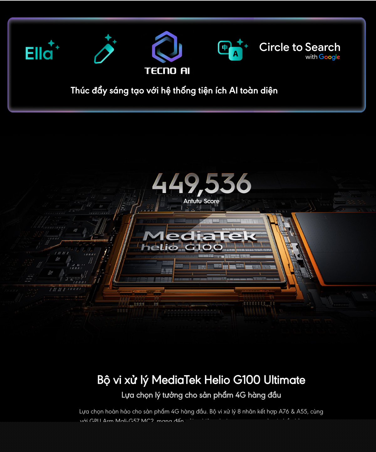 Mô tả Điện thoại Tecno Camon  40 Pro 8Gb/256GB - Helio G100 Ultimate - Amoled 120Hz - 5200mAh - 4