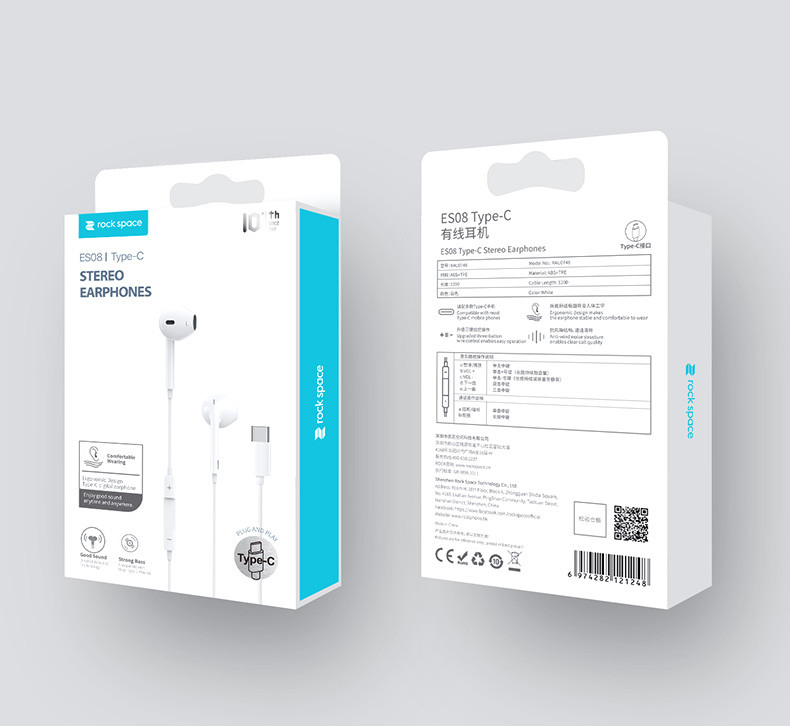 Mô tả Tai nghe có dây có mic Rockspace ES08 chuẩn cắm TypeC dành cho ip15 samsung huawei xiaomi BH 1 năm - 4