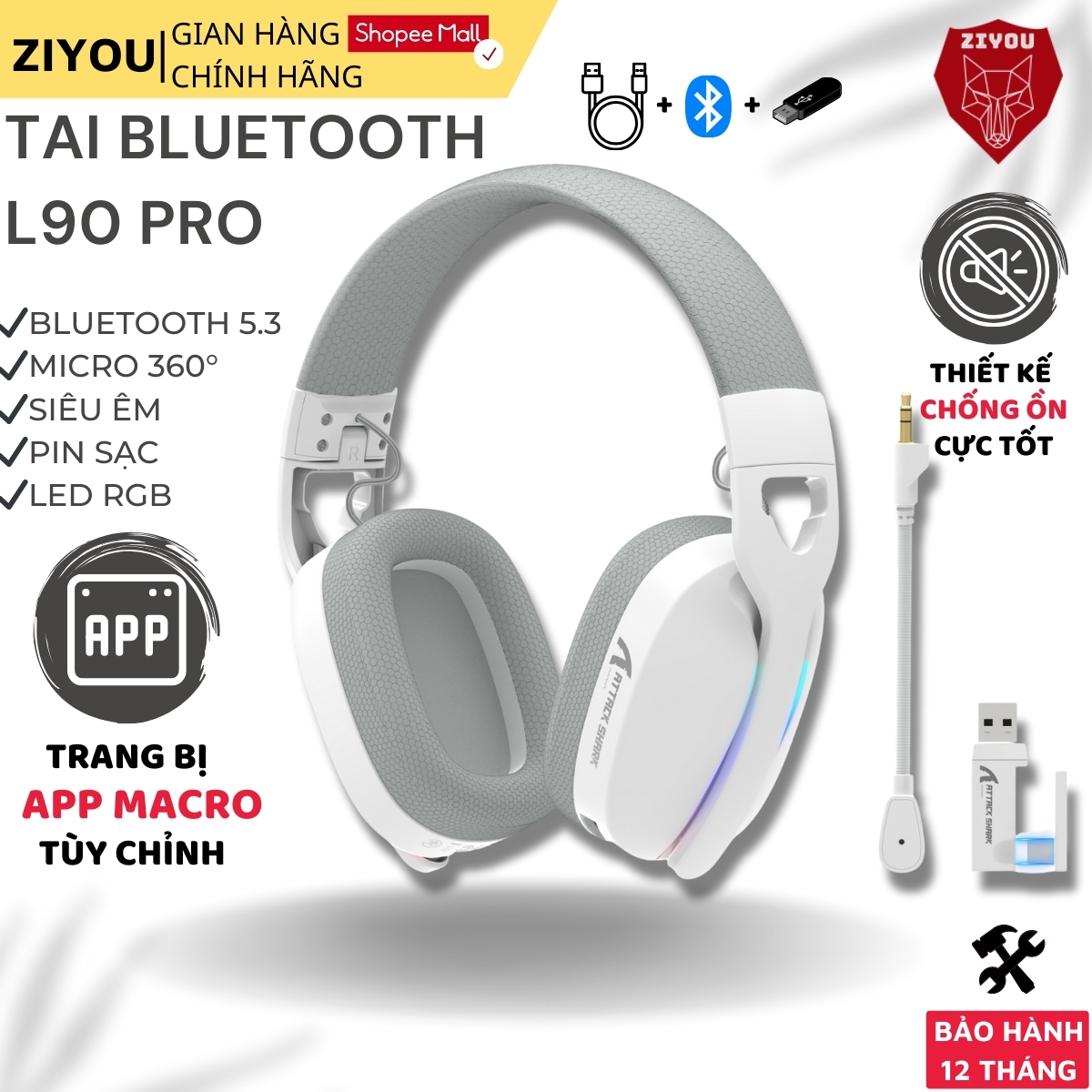 Tai nghe Attack Shark L90 nhẹ