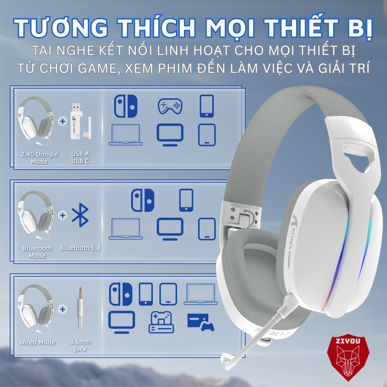 Tai nghe Attack Shark L90 kết nối
