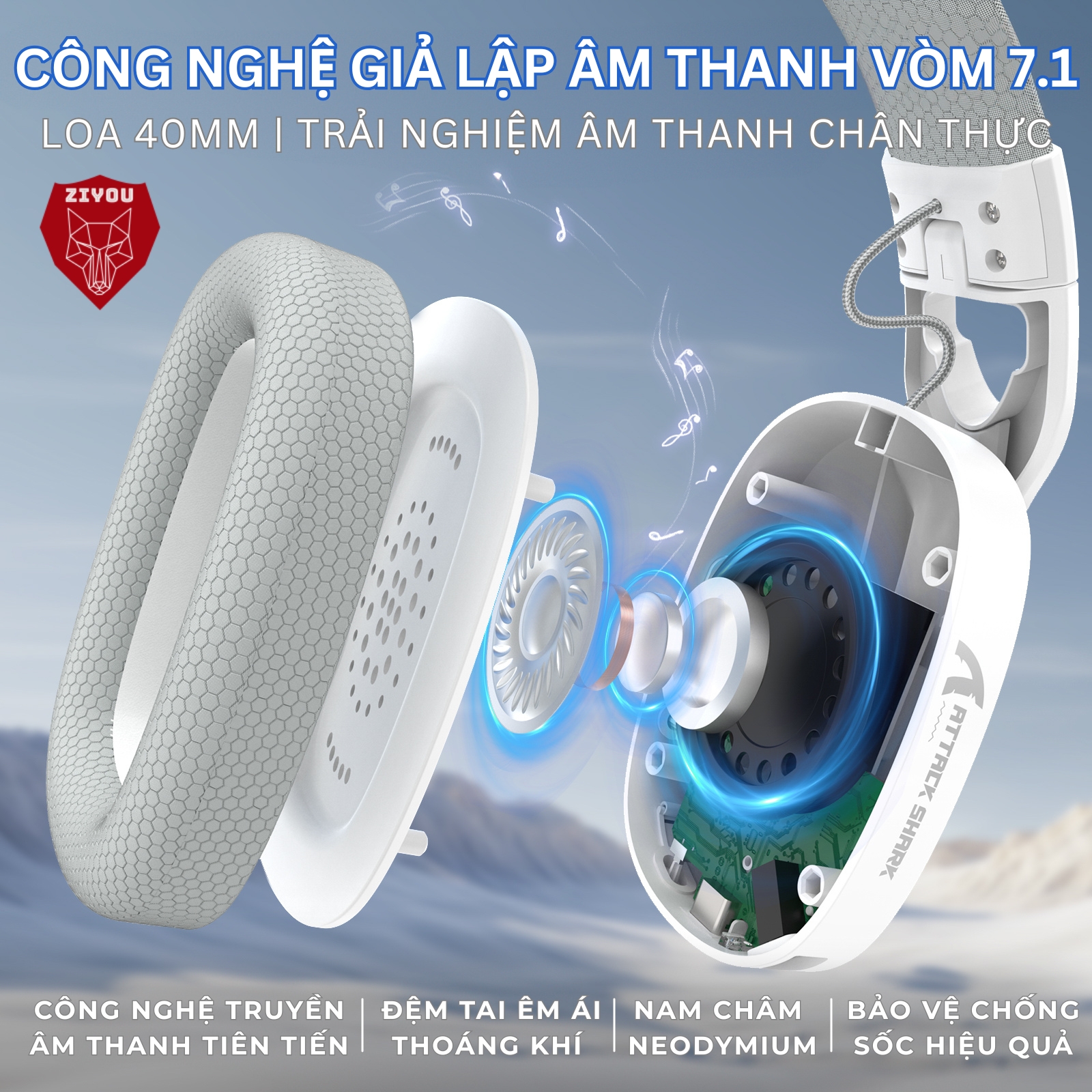 Tai nghe Attack Shark L90 đèn RGB