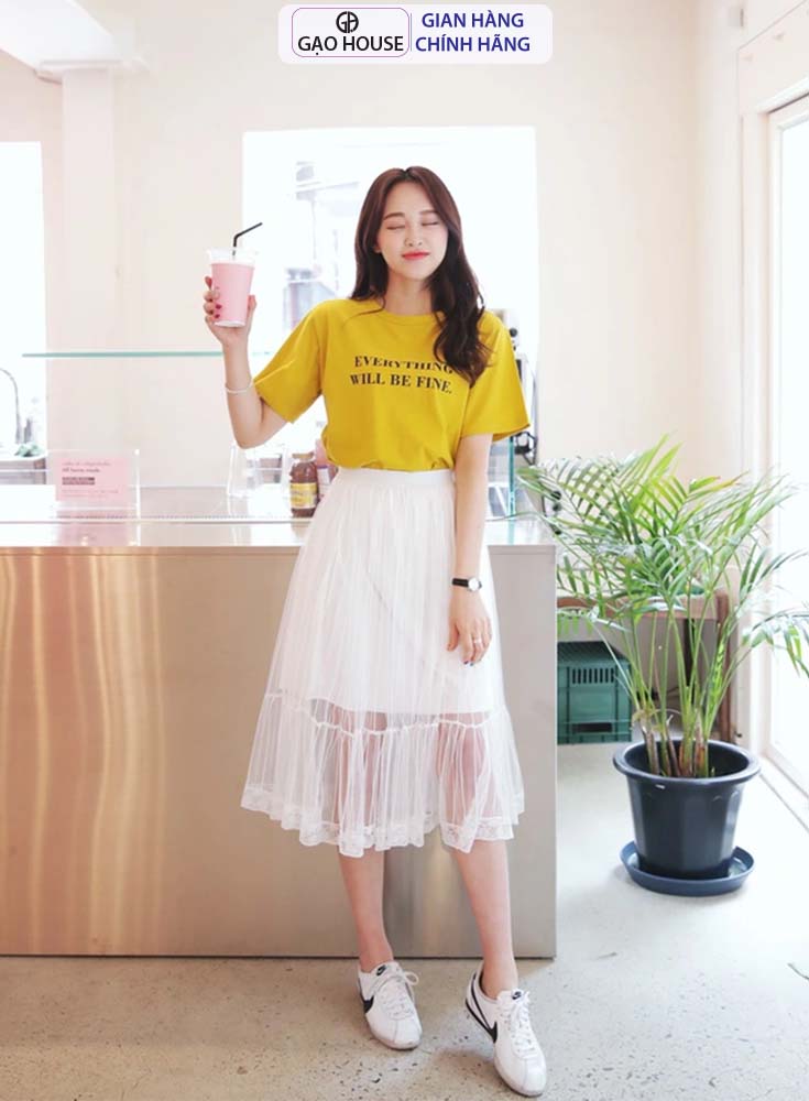 Mô tả Áo Phông Nữ Form Vừa chính hãng Gạo House - Áo Thuin Chất Mịn, Không Xù, Mặc Cực Thoải Mái MAT12 - 1