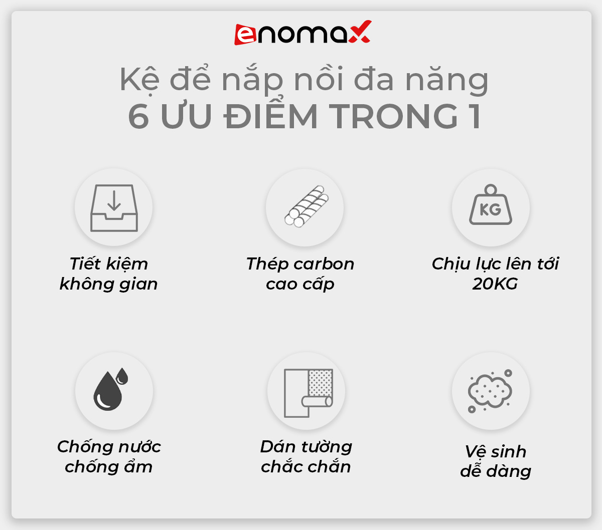 Móc Treo Đồ Dán Tường Enomax - Chất liệu Thép Carbon