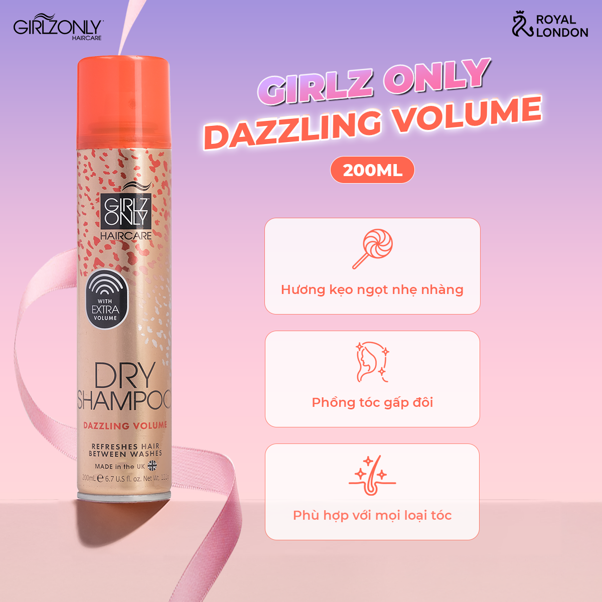 Dầu Gội Khô Girlz Only cho tóc nâu