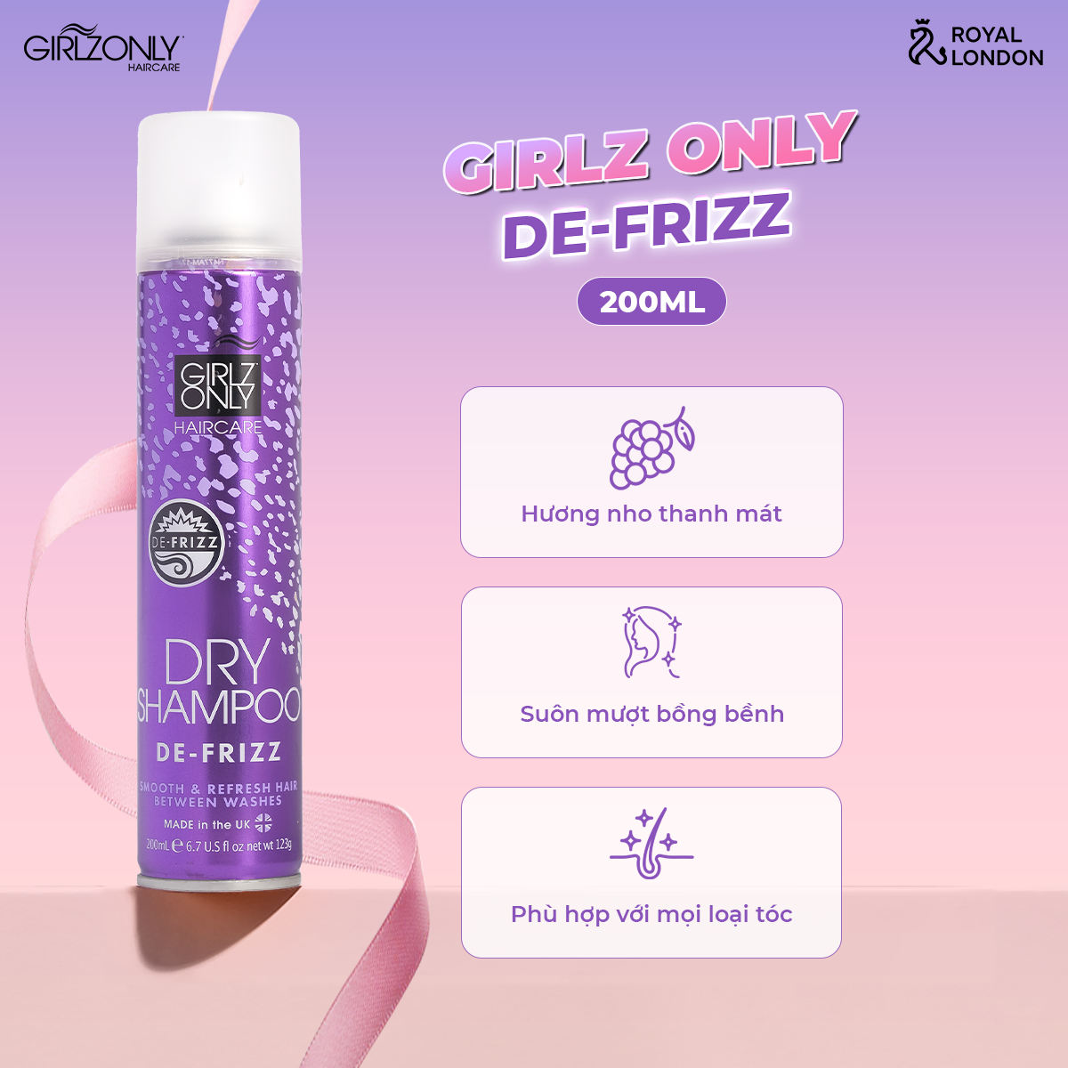 Dầu Gội Khô Girlz Only cho tóc vàng