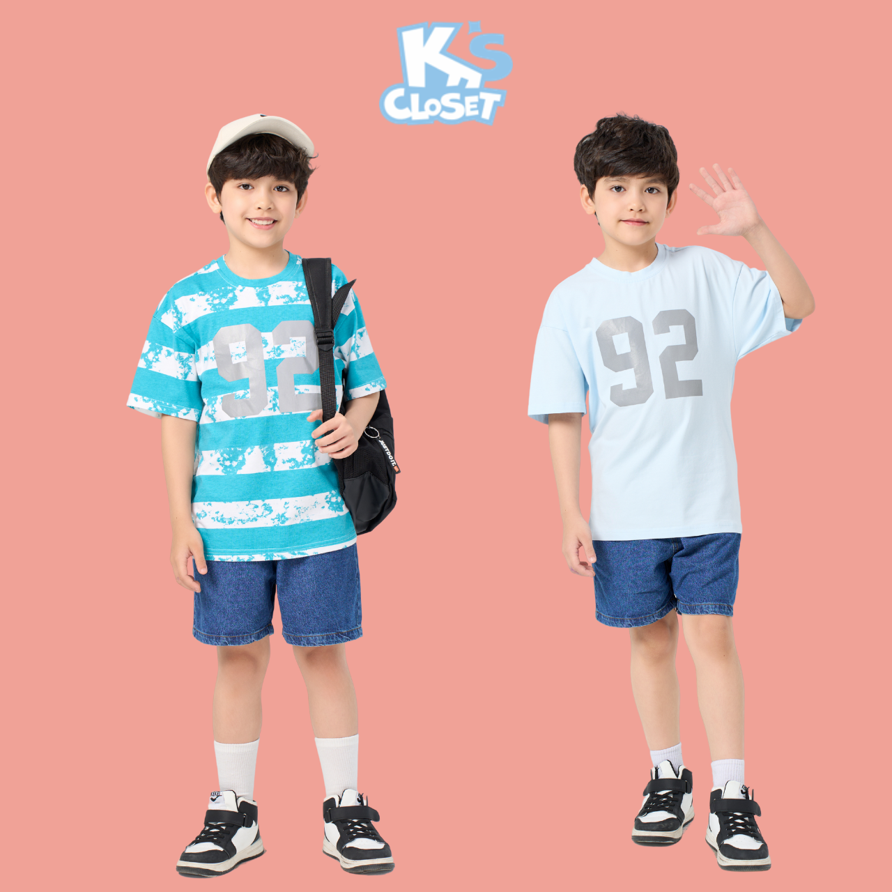 Mô tả Áo Phông Cộc Tay In Số K'S CLOSET Chất Liệu Vải Cotton Cho Bé Trai (2-14 tuổi) từ 10kg - 58kg KT101FIS - 1