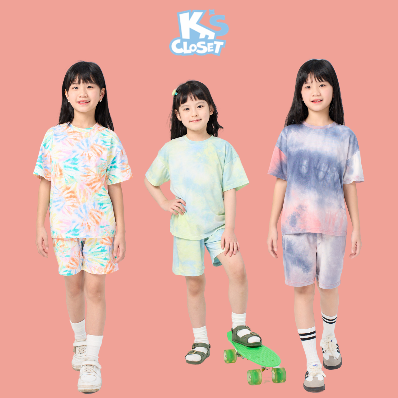 Mô tả Bộ Quần Áo Cộc Tay Hoạ Tiết Loang K'S CLOSET Cho Bé Gái Từ 10-55kg (2-14 T) KT252THS/ E017FOS, KT106FIS - 1