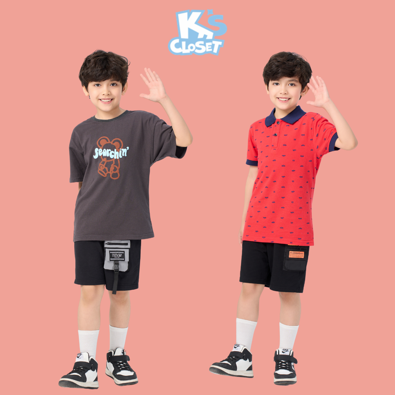 Mô tả Quần Đùi K'S CLOSET Chất Liệu Vải Cotton Có 1 Túi Hộp Cho Bé Trai (2-14 tuổi) từ 10kg-55kg KT027FIS, E010FIS - 1
