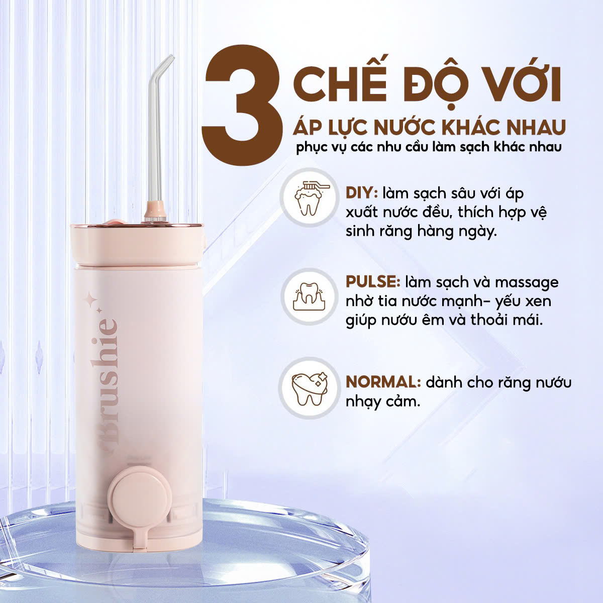 Mô tả Tăm nước Brushie mini thập sắc phiên bản cải tiến mới nhất 2025 tăm nước du lịch - 5