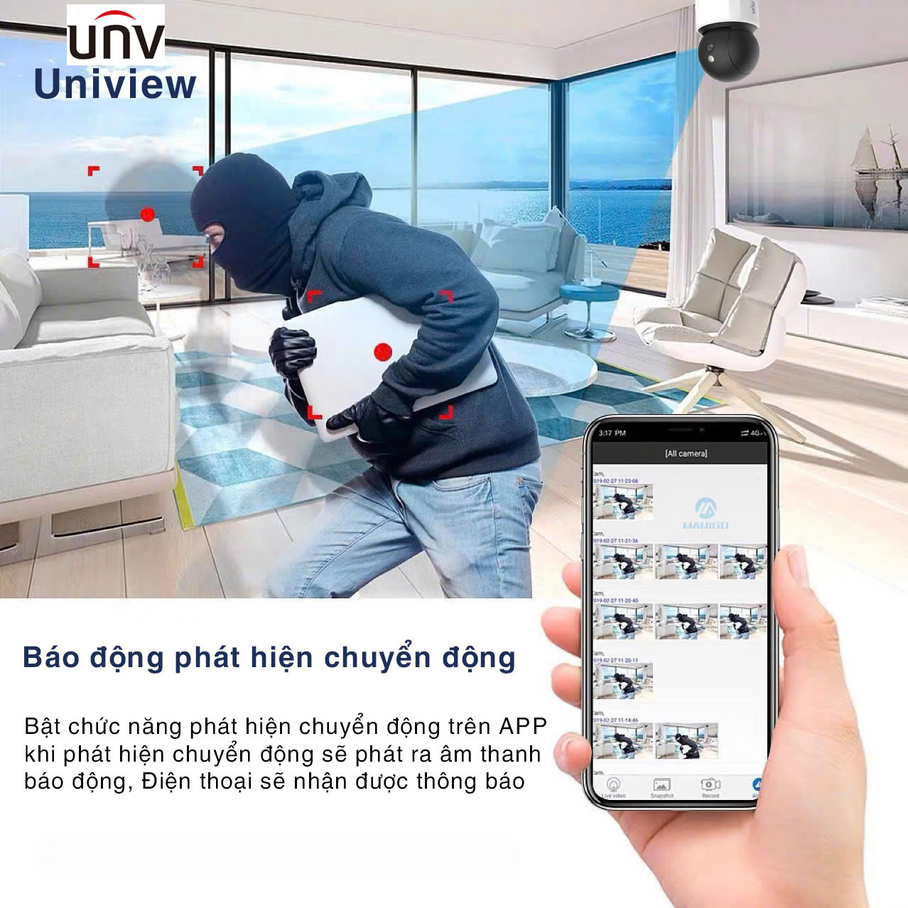 Camera UNV IPCS3EM3 - Tính năng xoay 360