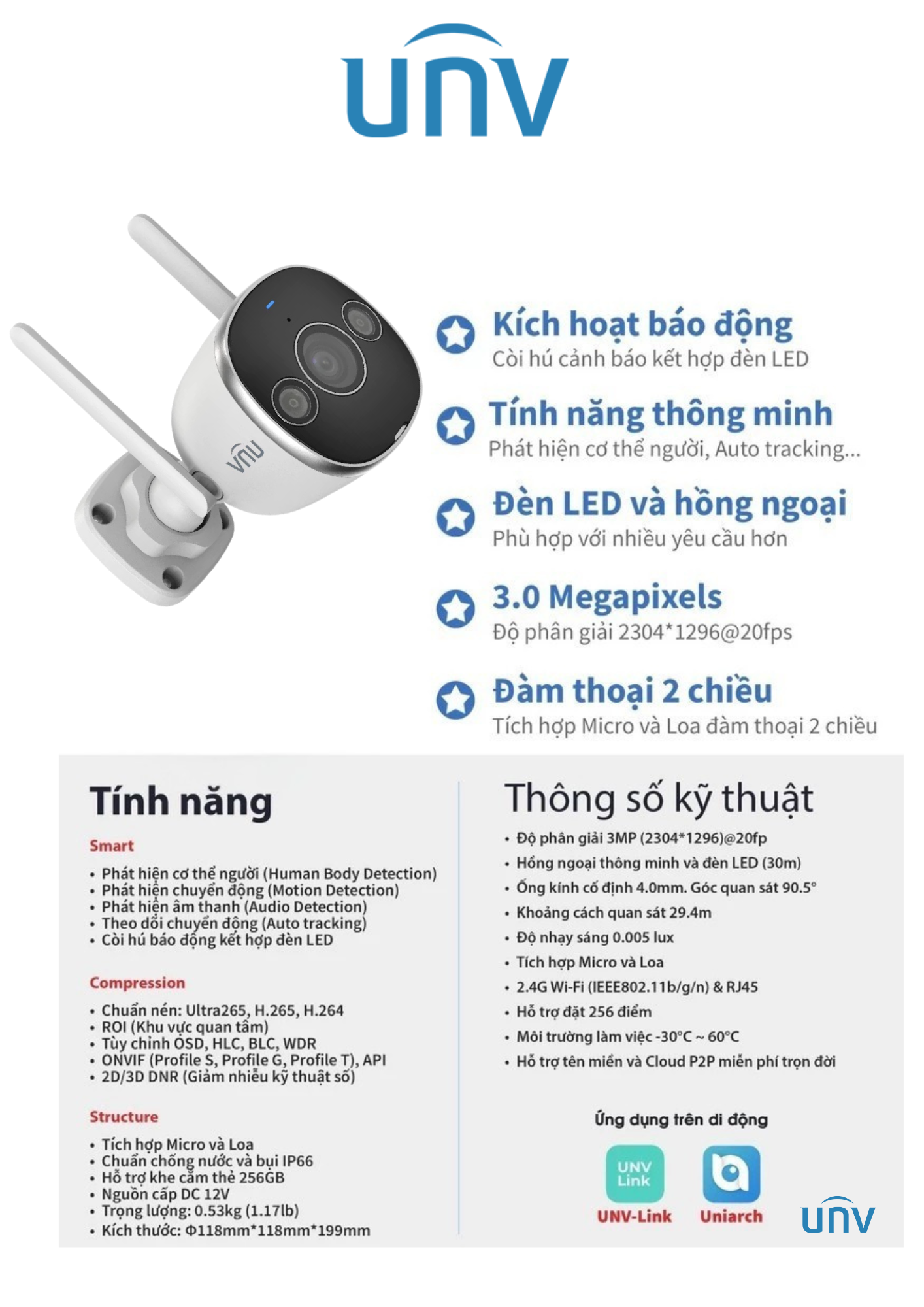 Camera UNV IPC-B2D-M3F4D