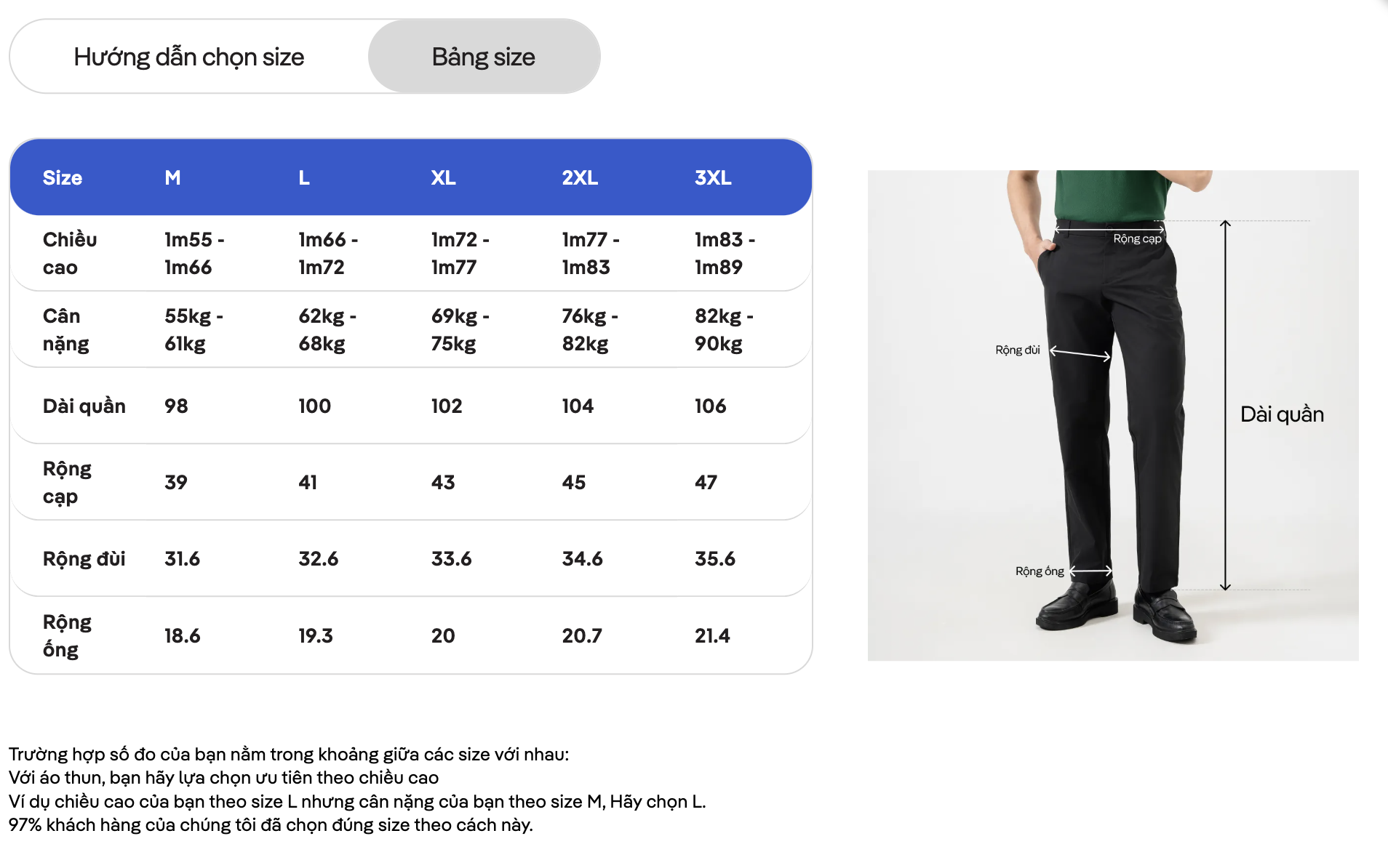 Mô tả Quần dài nam Kaki Excool co giãn đàn hồi Coolmate - 2