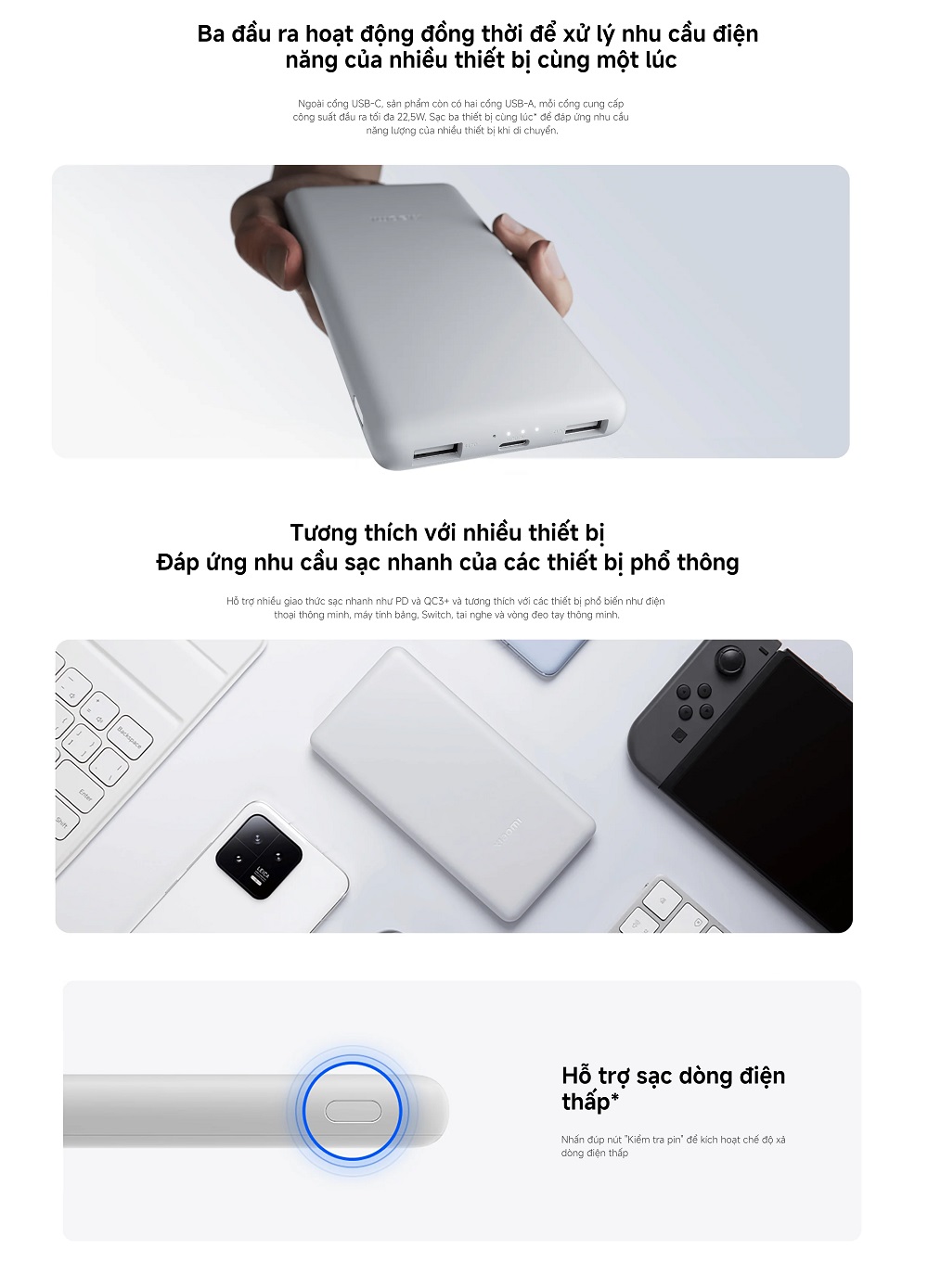 Mô tả Sạc Dự Phòng Xiaomi Power Bank 10000mAh 22.5W Lite TH | Sạc Nhanh | Sạc Cùng Lúc Nhiều Thiết Bị | Bảo Hành 12 Tháng - 4
