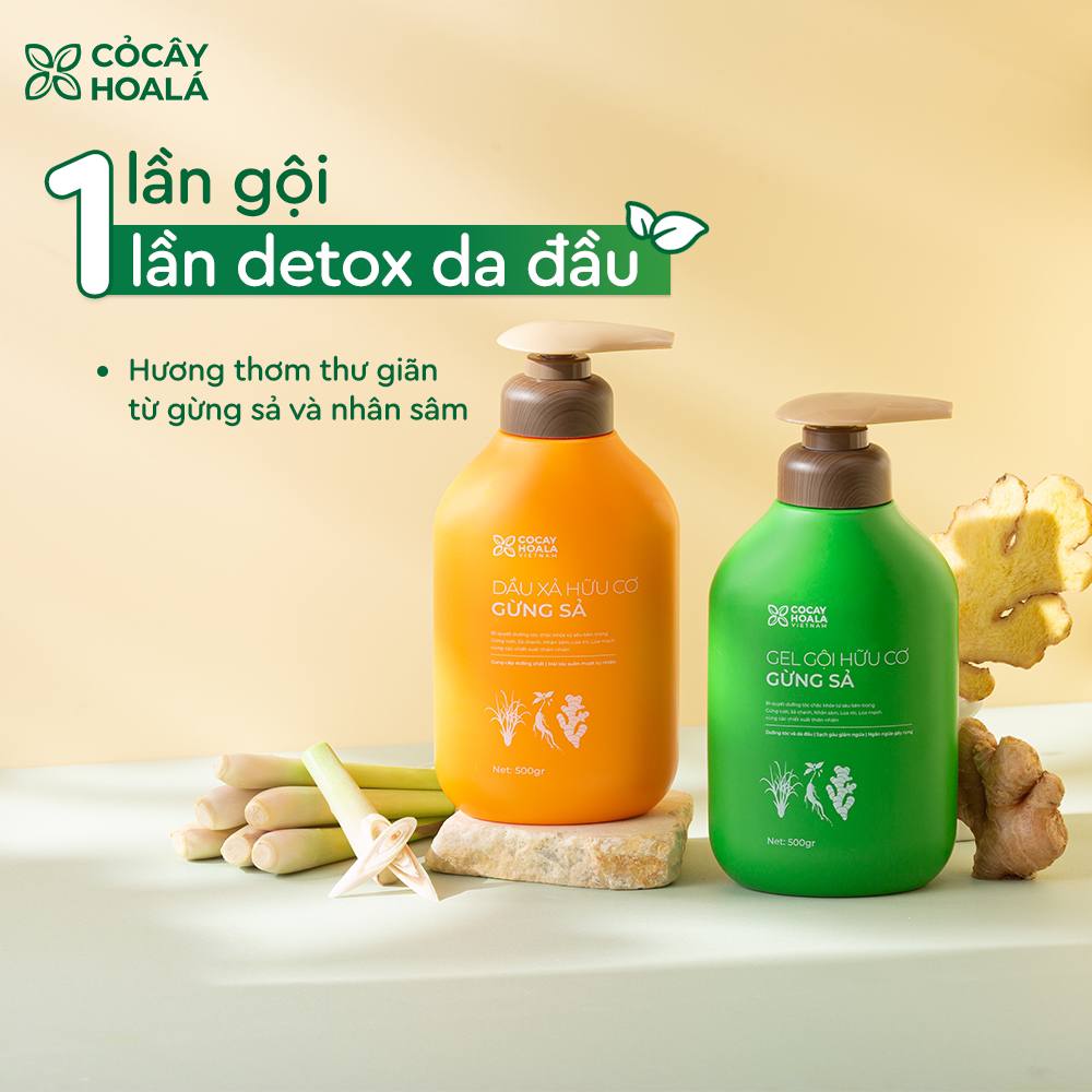 Mô tả Dầu Gội Thảo Dược Cỏ Cây Hoa Lá Gừng Sả Kích Mọc Tóc, Hỗ Trợ Giảm Bết Dầu 500g - 1