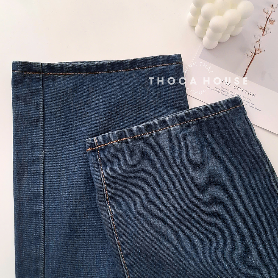 Mô tả Quần jean ống rộng nữ cạp cao wax xanh đậm THOCA HOUSE tôn dáng thời thượng, dễ phối đồ - 4