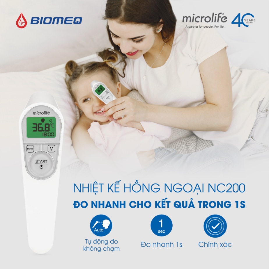 Mô tả Nhiệt Kế Điện Tử Hồng Ngoại Microlife NC200 | Phát Hiện Sốt Nhanh , Độ Chính Xác Cao 3 Trong 1 - 8