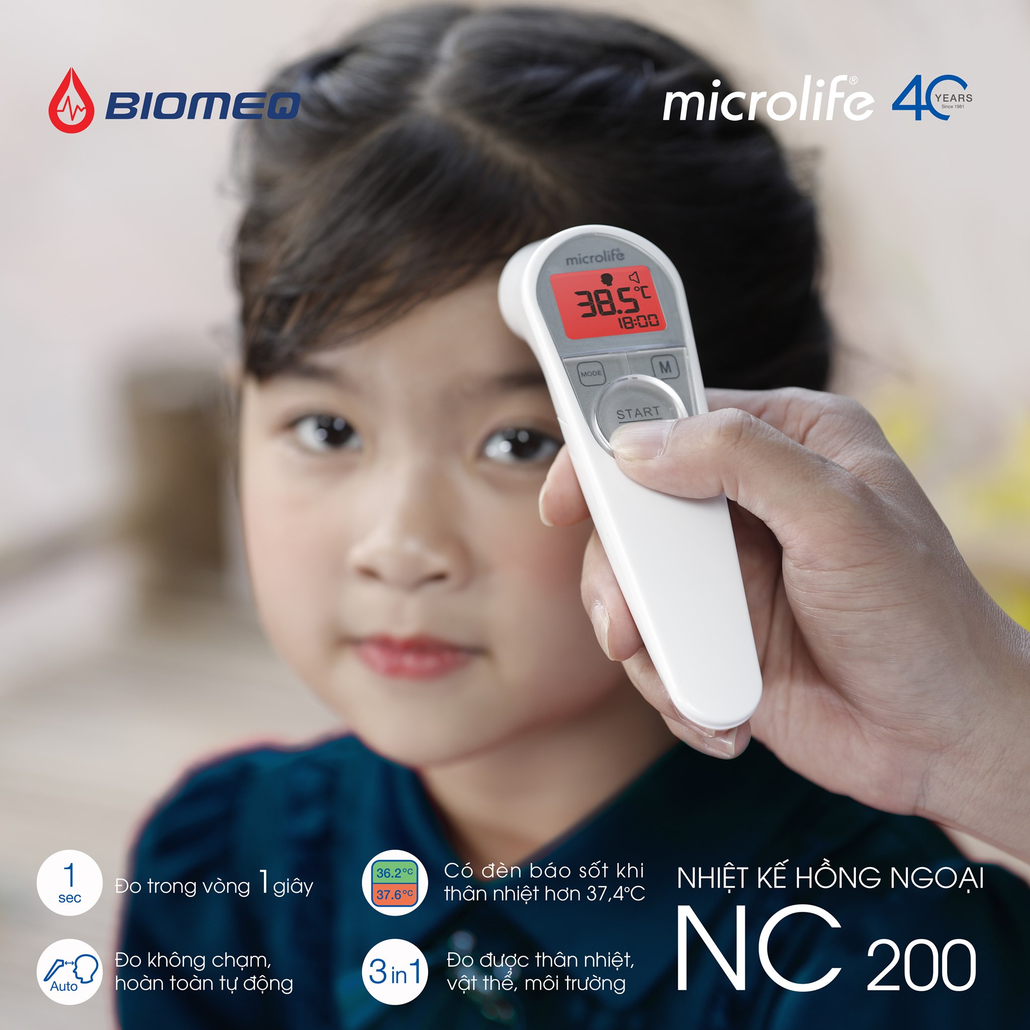 Mô tả Nhiệt Kế Điện Tử Hồng Ngoại Microlife NC200 | Phát Hiện Sốt Nhanh , Độ Chính Xác Cao 3 Trong 1 - 9