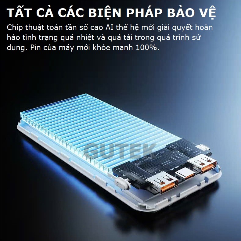 Mô tả Sạc dự phòng 30000mah Pin dung lượng lớn sạc nhanh 120W/PD20W đi kèm dây sạc điện thoại – Gutek GT69 - 5
