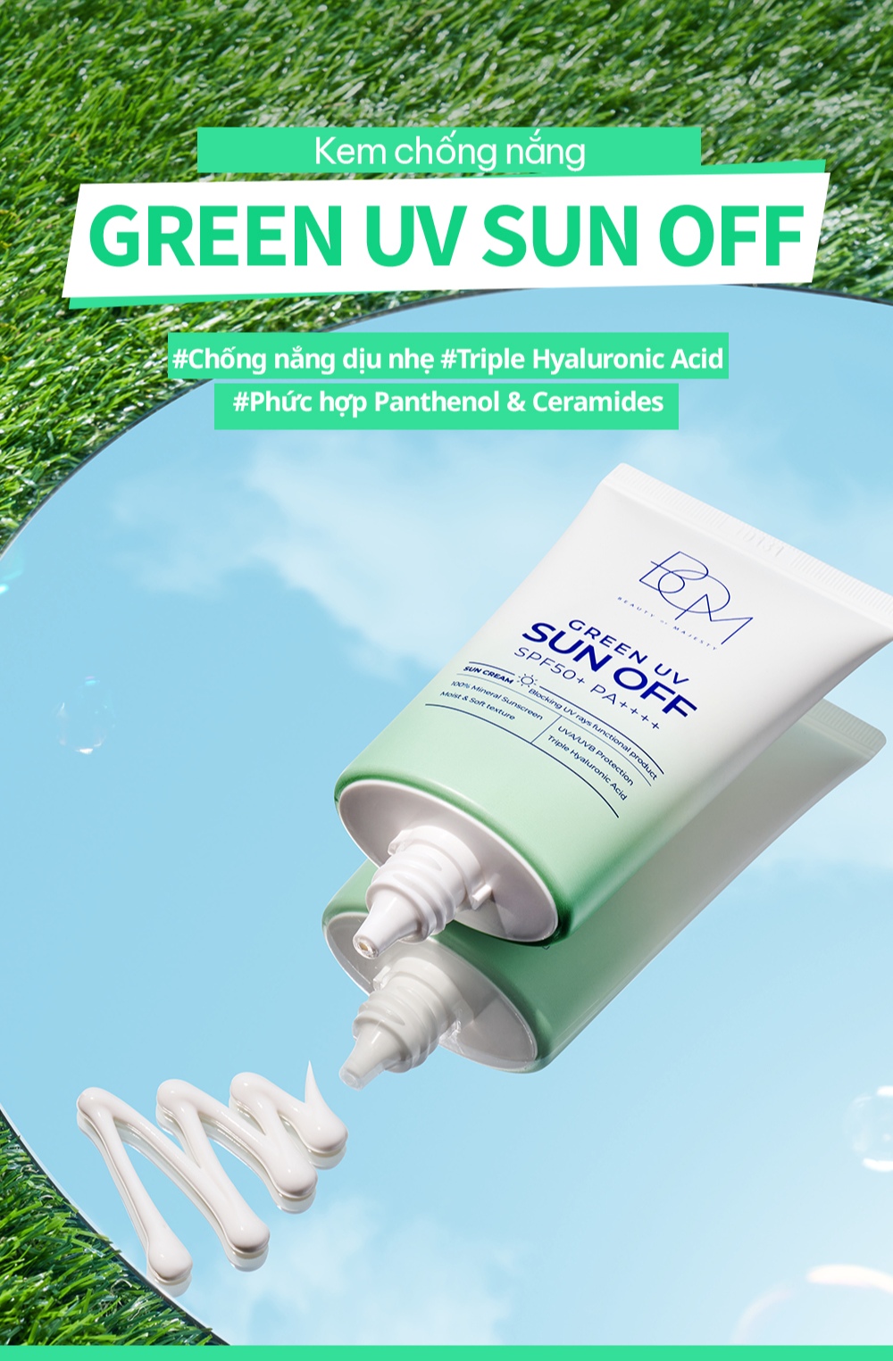 Mô tả Bộ Đôi 2 Chai Kem Chống Nắng BOM Green UV SUN OFF (SPF50+,PA++++) 50ml - 1
