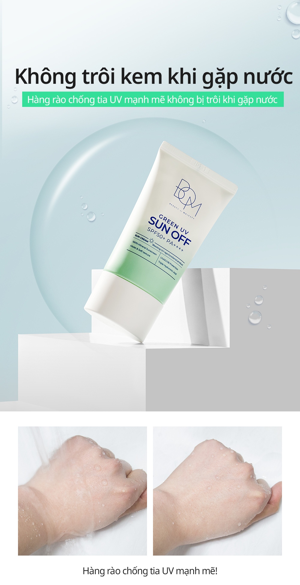 Mô tả Bộ Đôi 2 Chai Kem Chống Nắng BOM Green UV SUN OFF (SPF50+,PA++++) 50ml - 10