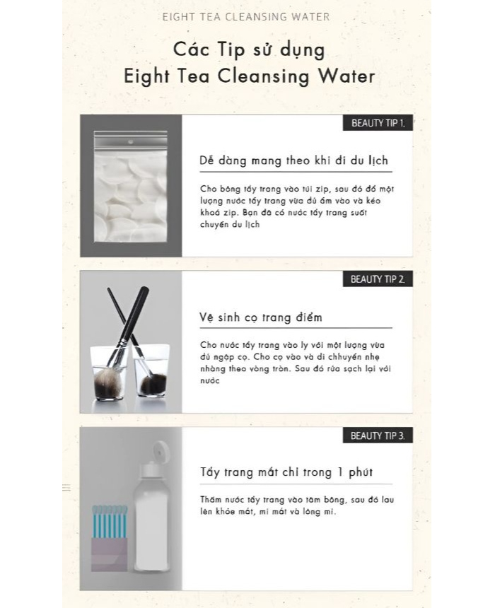 Mô tả Nước Tẩy Trang Làm Sạch Da/Dưỡng Ẩm Không Chứa Cồn BOM Eight Tea 500ml - 5