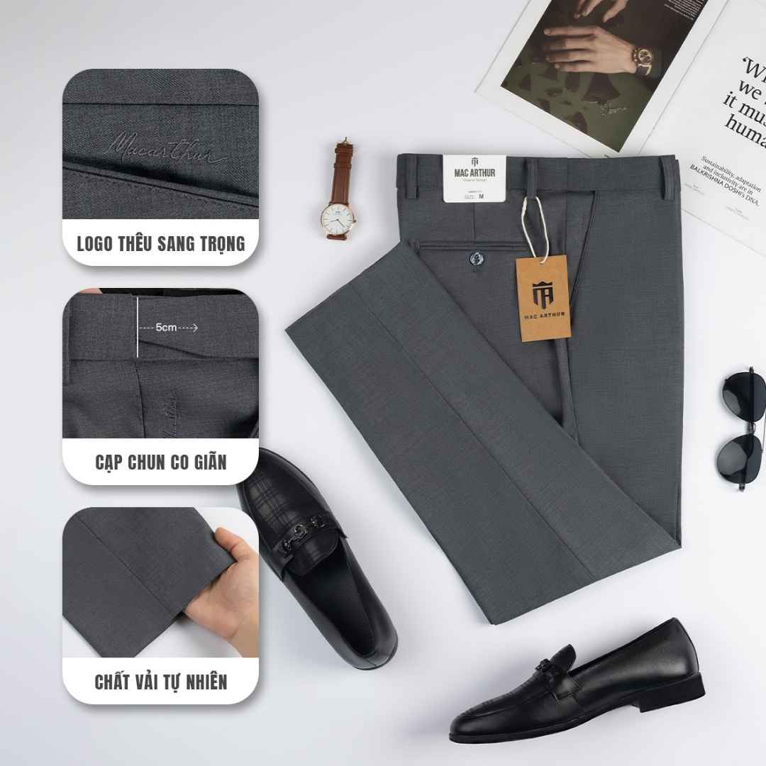 Mô tả Quần âu nam cạp chun ẩn cao cấp MAC ARTHUR chất vải mềm mịn, chống nhăn, co giãn thoải mái - 1