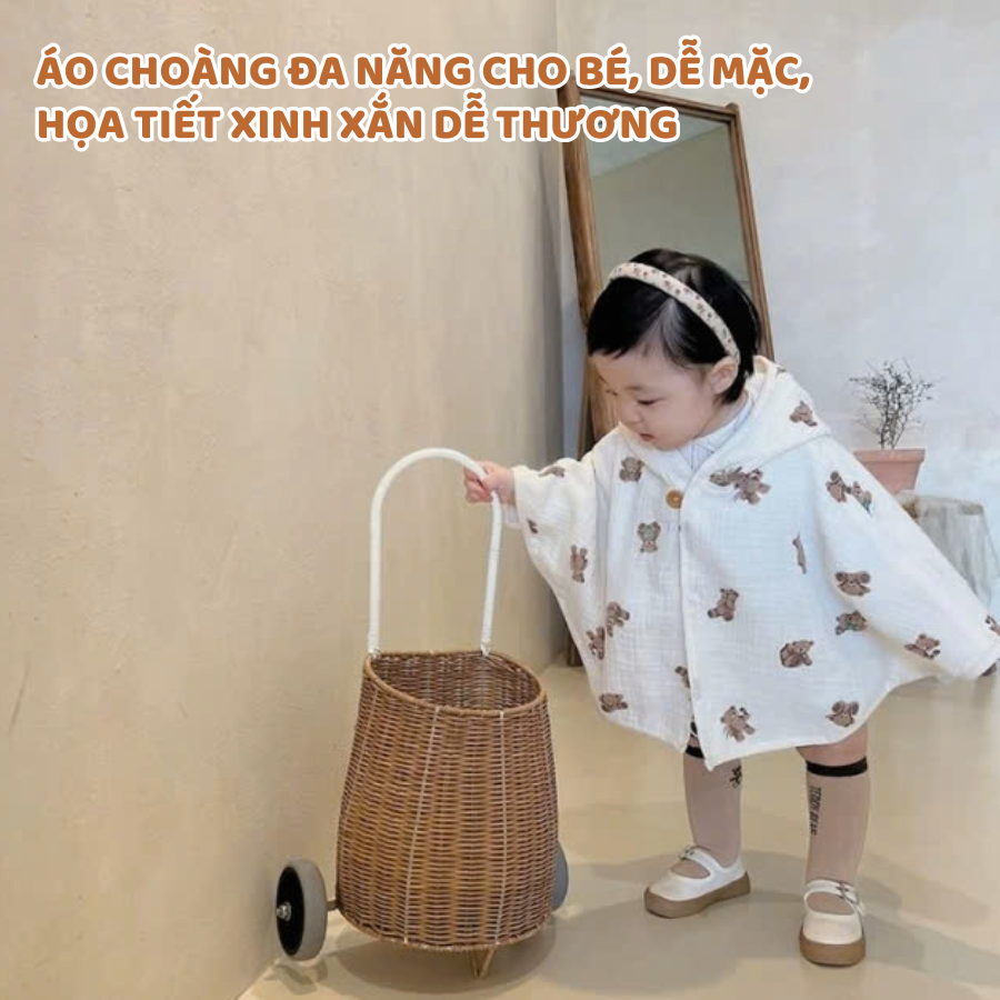 Mô tả Áo Choàng Chống Nắng Xô Muslin IQKAO Cho Bé 0-3 Tuổi Kèm Kính Chống Bụi, Thoáng Mát, Đa Năng 4 Mùa (3-14kg) - 5