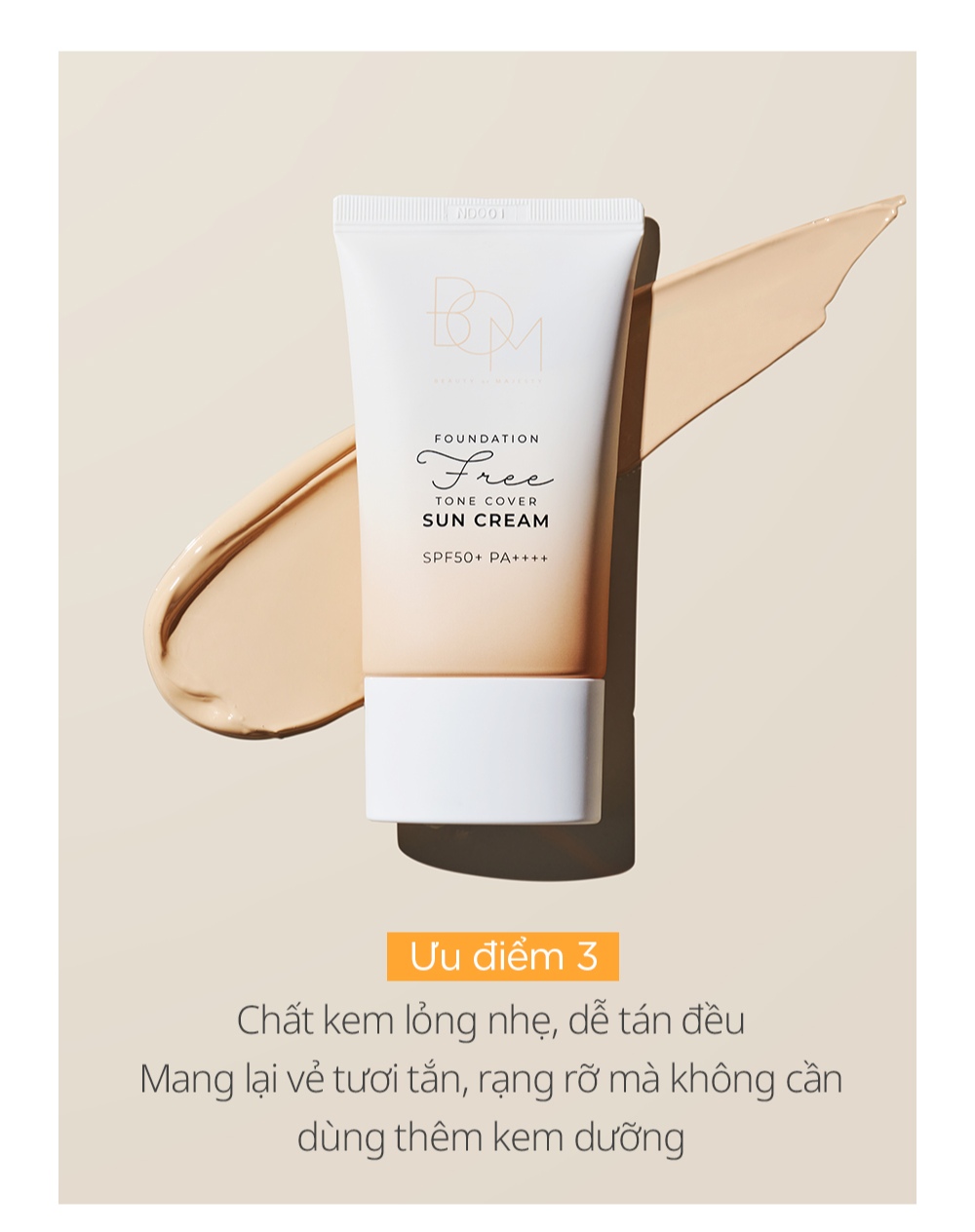 Mô tả Kem chống nắng che khuyết điểm BOM Foundation Free Tone Cover Sun Cream - 50G - 11