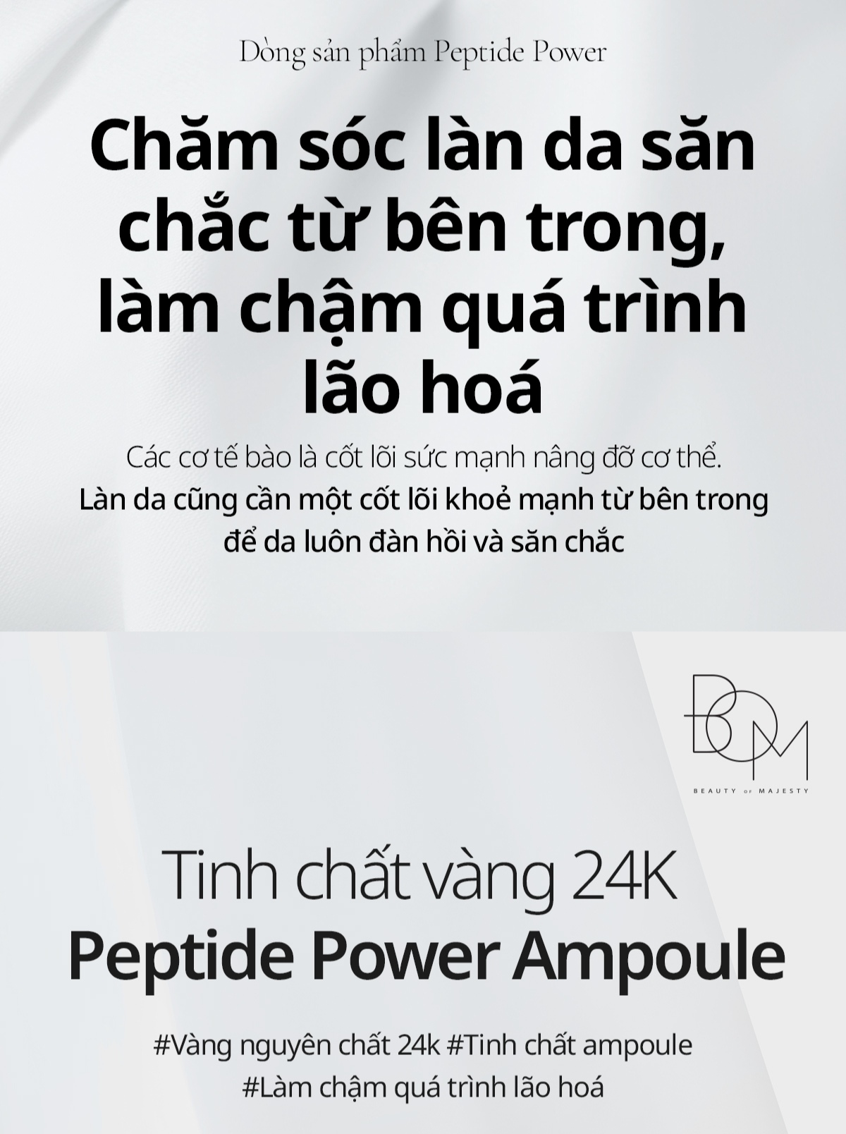 Mô tả Tinh chất cải thiện độ đàn hồi da làm sáng da BOM Peptide Power Ampoule 30ml - 1